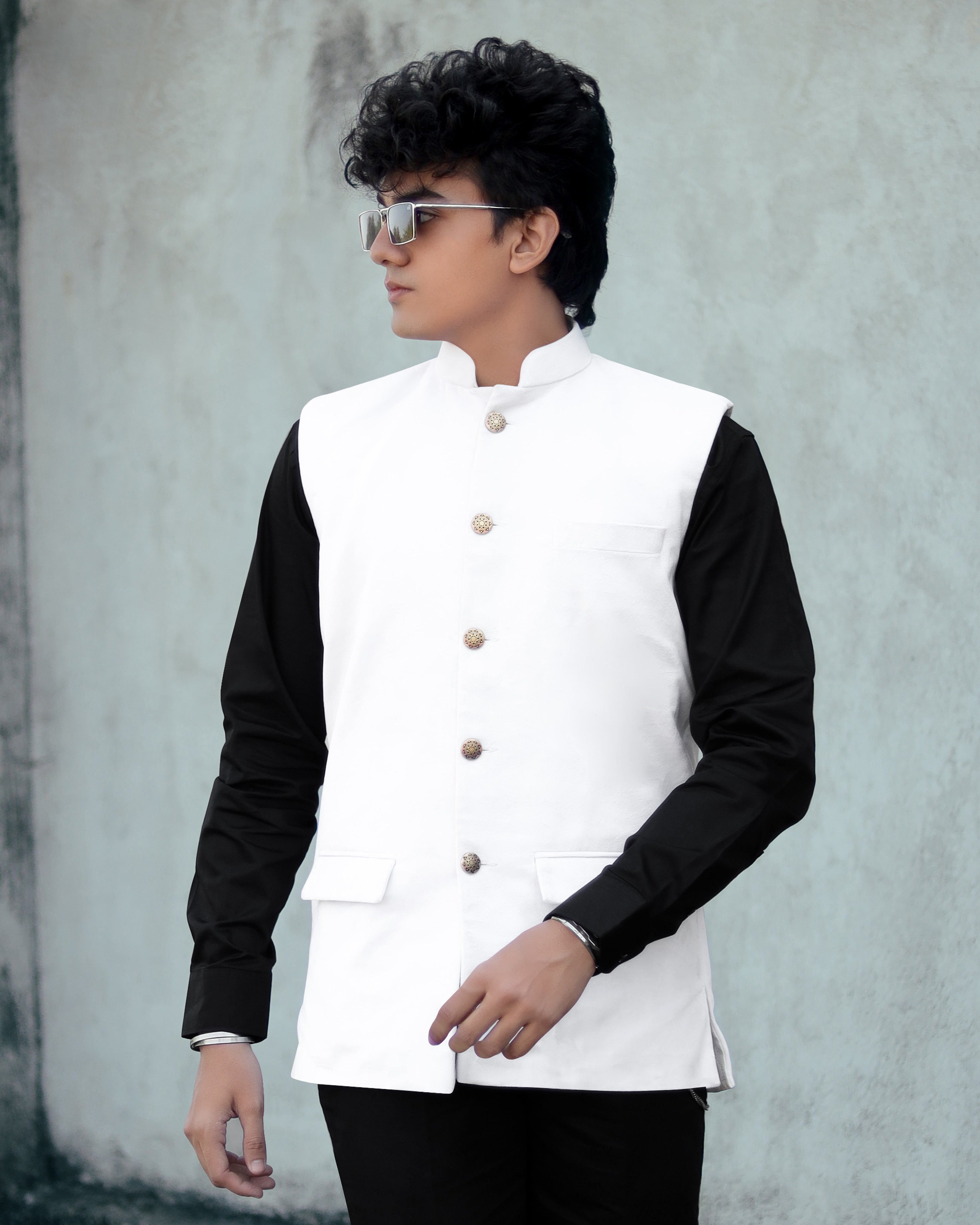 Buy Arrow White Linen Mandarin Collar Nehru Jacket for Men's Online @ Tata  CLiQ