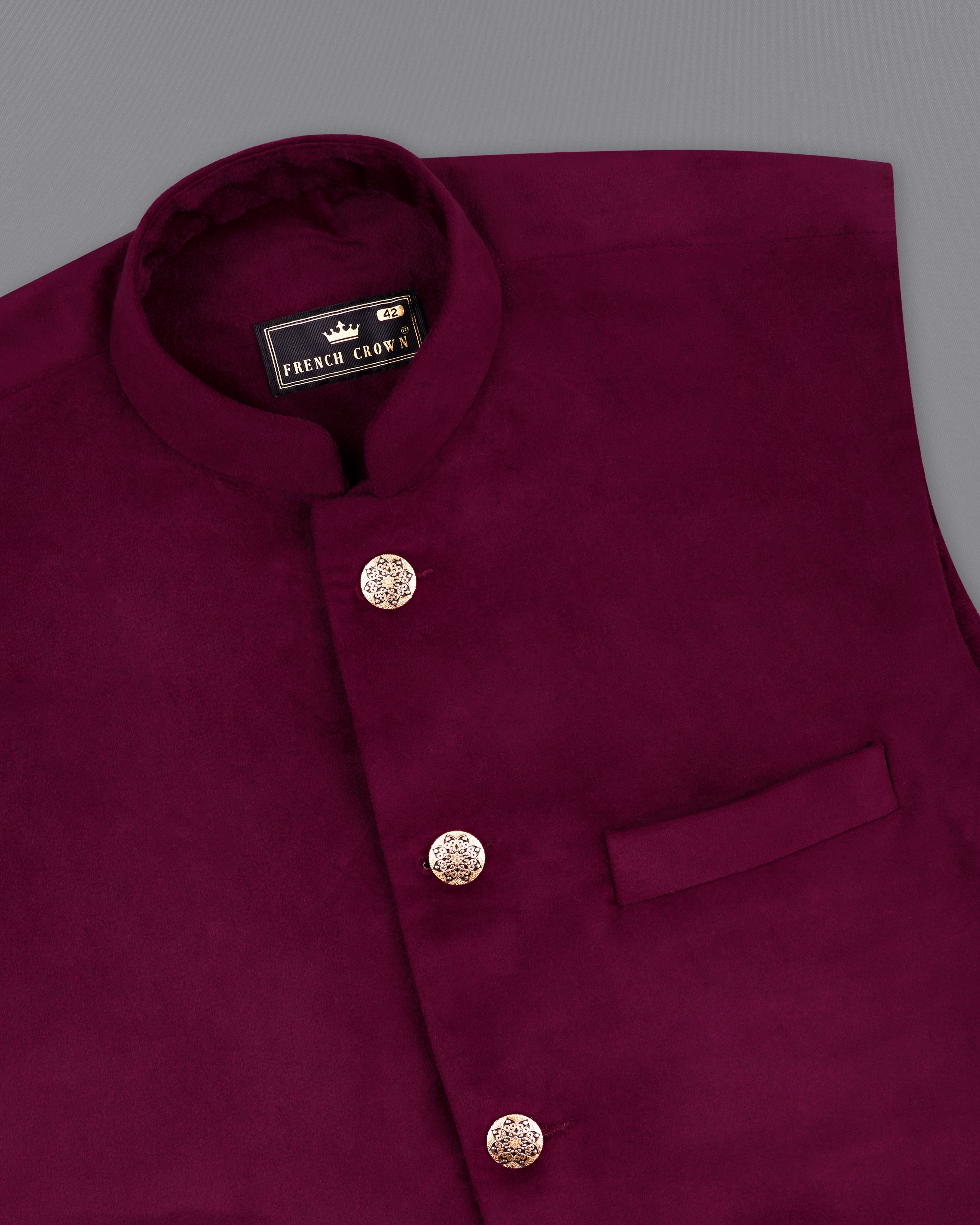 Barossa Maroon Velvet Designer Nehru Jacket