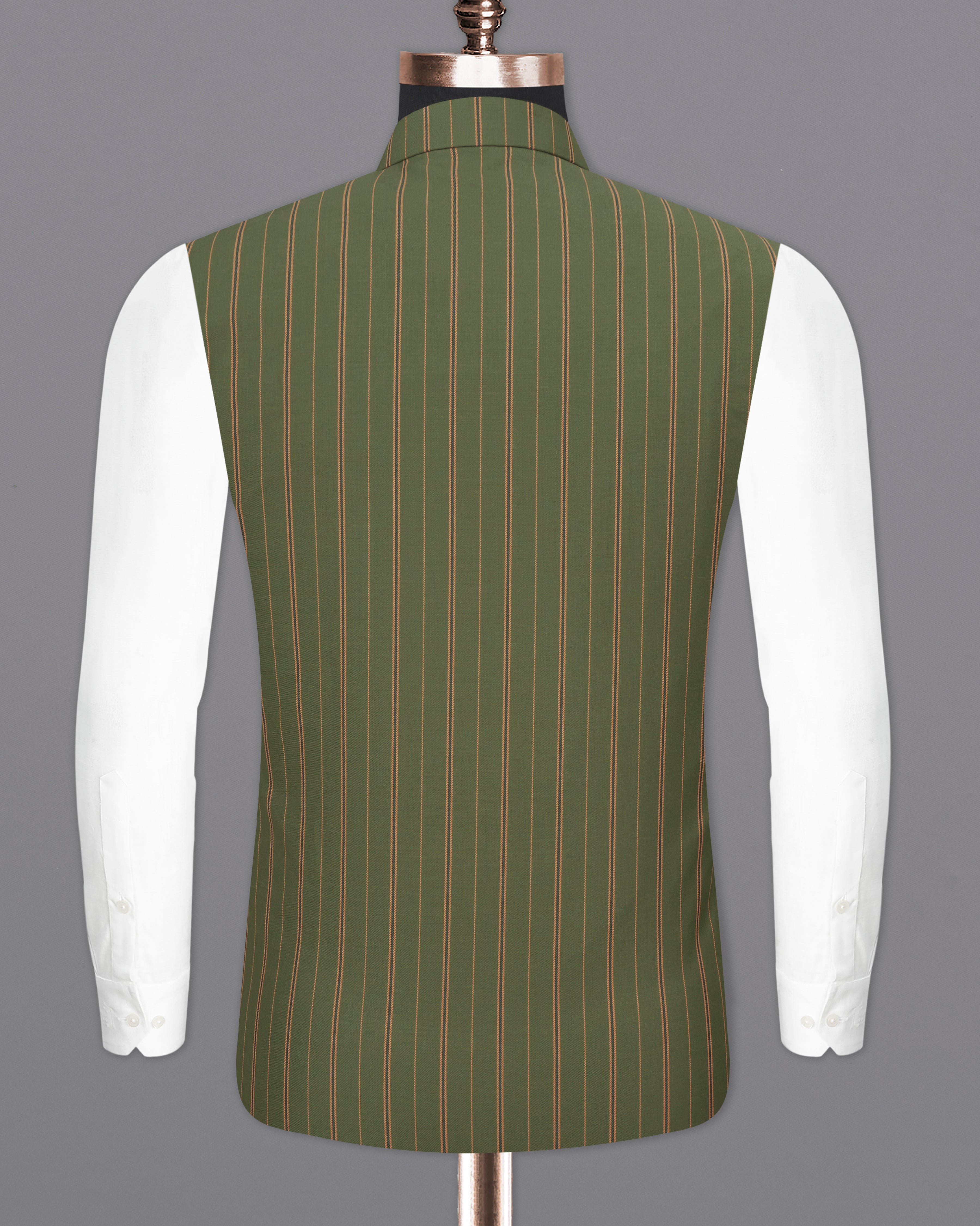 Vampire Green Striped Nehru Jacket WC2248-36, WC2248-38, WC2248-40, WC2248-42, WC2248-44, WC2248-46, WC2248-48, WC2248-50, WC2248-52, WC2248-54, WC2248-56, WC2248-58, WC2248-60