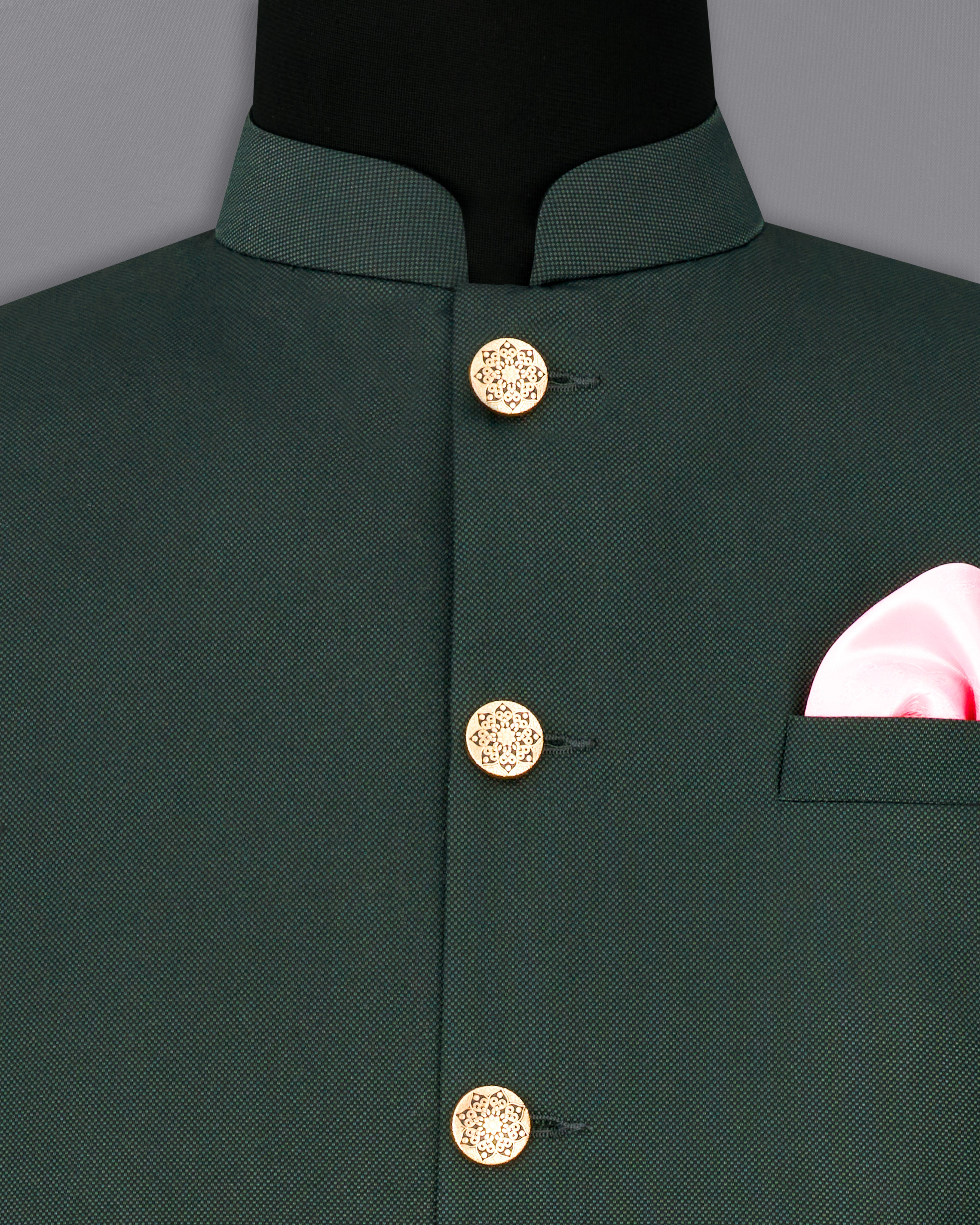 Heavy Metal Green Nehru Jacket WC2280-36, WC2280-38, WC2280-40, WC2280-42, WC2280-44, WC2280-46, WC2280-48, WC2280-50, WC2280-52, WC2280-54, WC2280-56, WC2280-58, WC2280-60