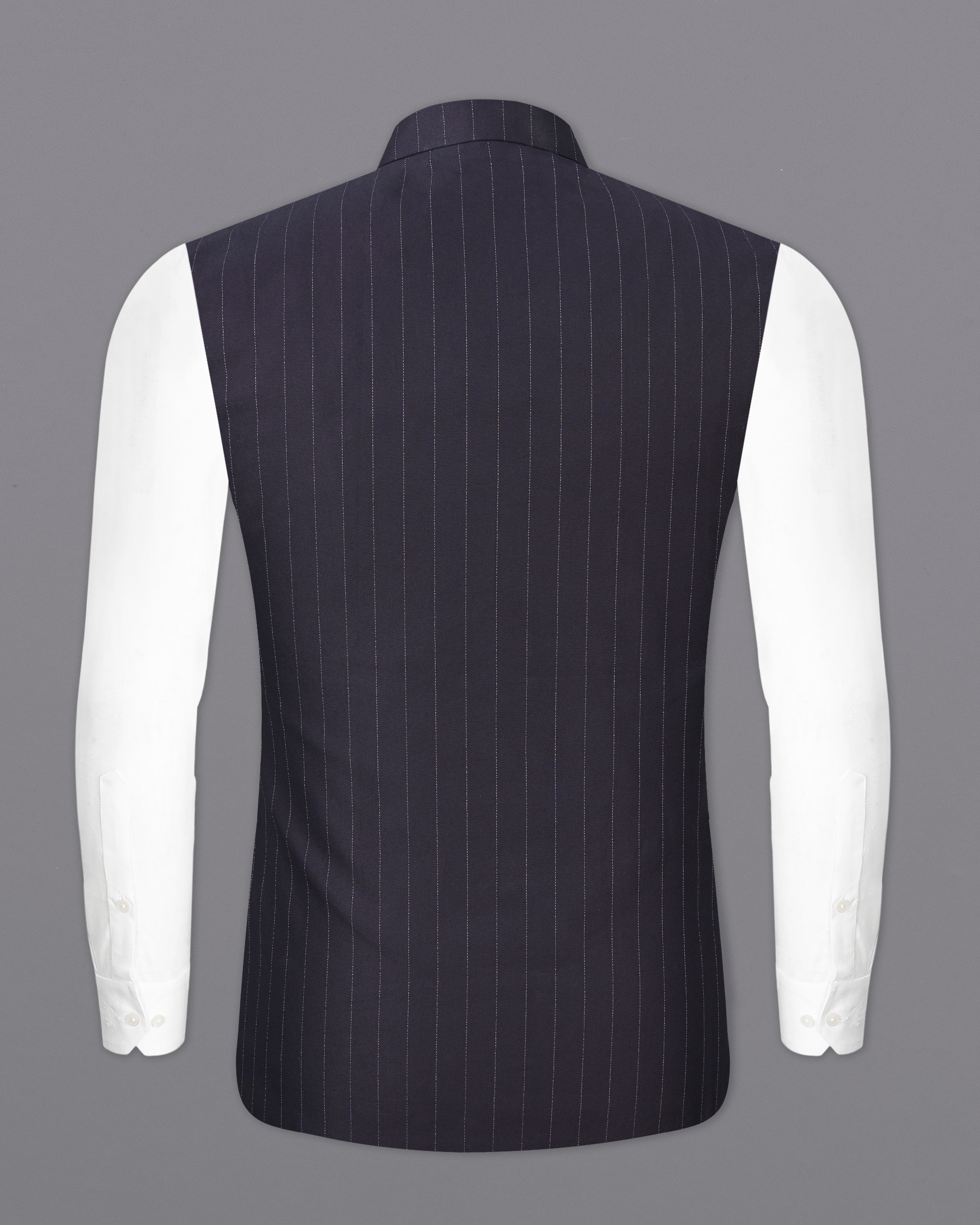 Thunder Black Striped Premium Cotton Nehru Jacket