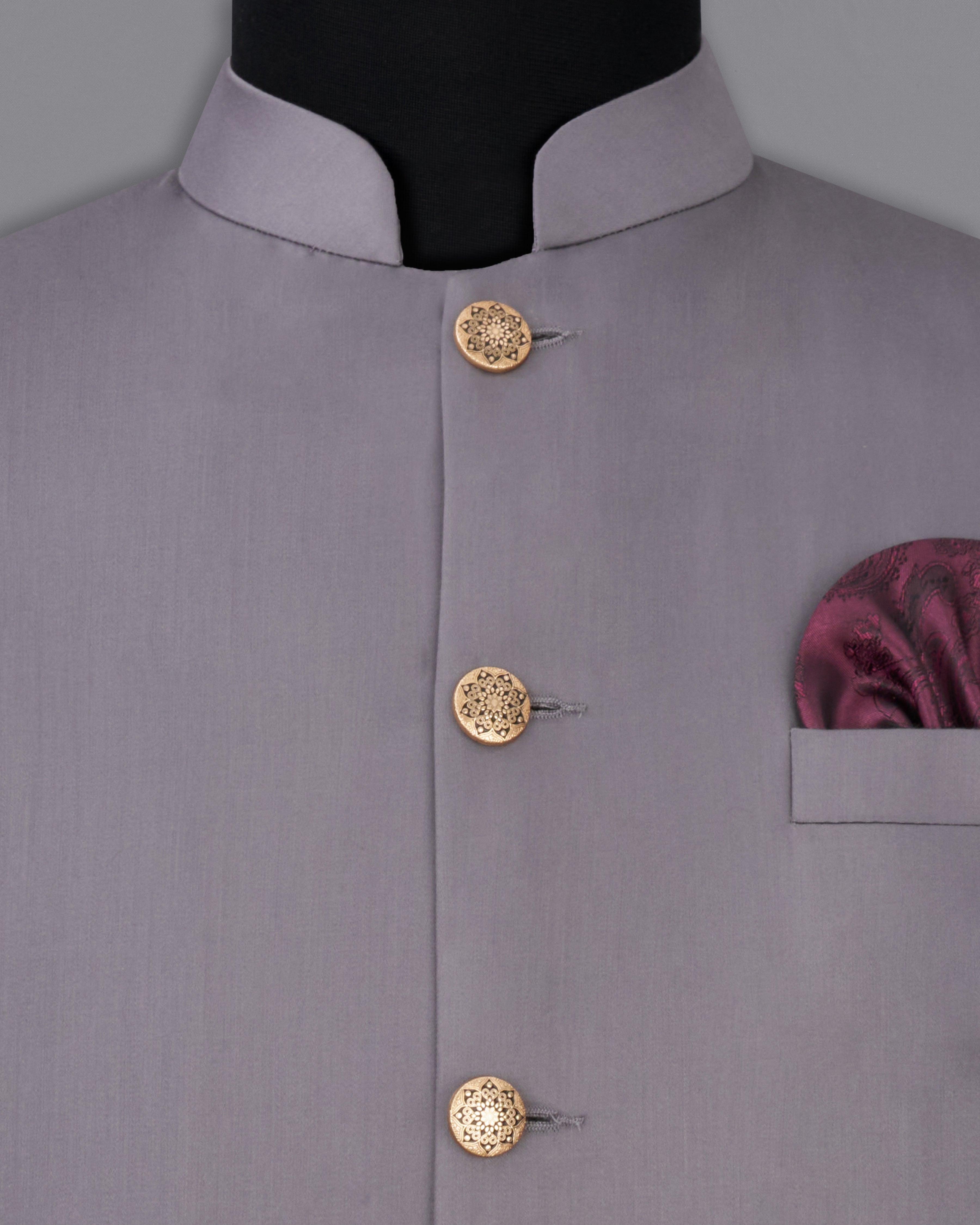 Light Gray Textured Nehru Jacket WC2449-36, WC2449-38, WC2449-40, WC2449-42, WC2449-44, WC2449-46, WC2449-48, WC2449-50, WC2449-52, WC2449-54, WC2449-56, WC2449-58, WC2449-60