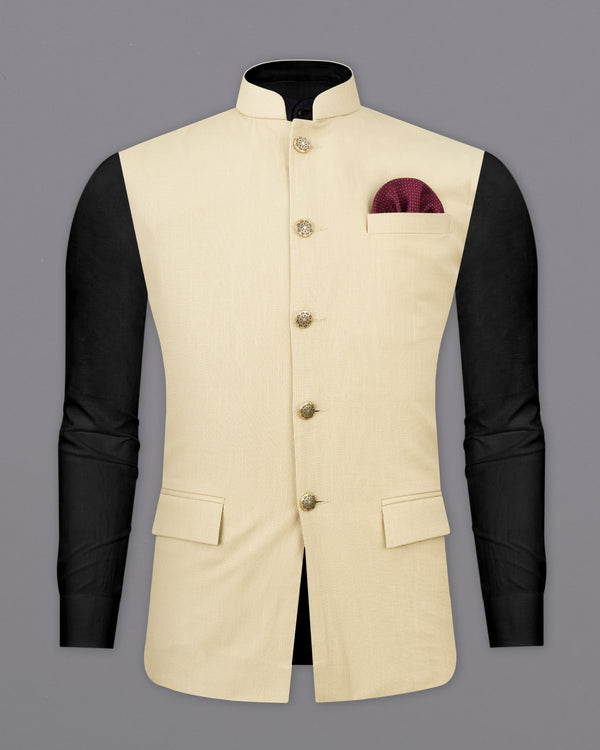 Hampton Beige Premium Cotton Nehru Jacket WC2481-38, WC2481-39, WC2481-40, WC2481-42, WC2481-44, WC2481-46, WC2481-48, WC2481-50, WC2481-52