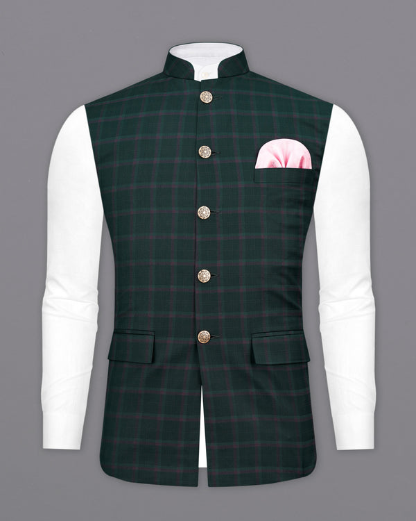 Timber Green Plaid Nehru Jacket WC2484-38, WC2484-39, WC2484-40, WC2484-42, WC2484-44, WC2484-46, WC2484-48, WC2484-50, WC2484-52