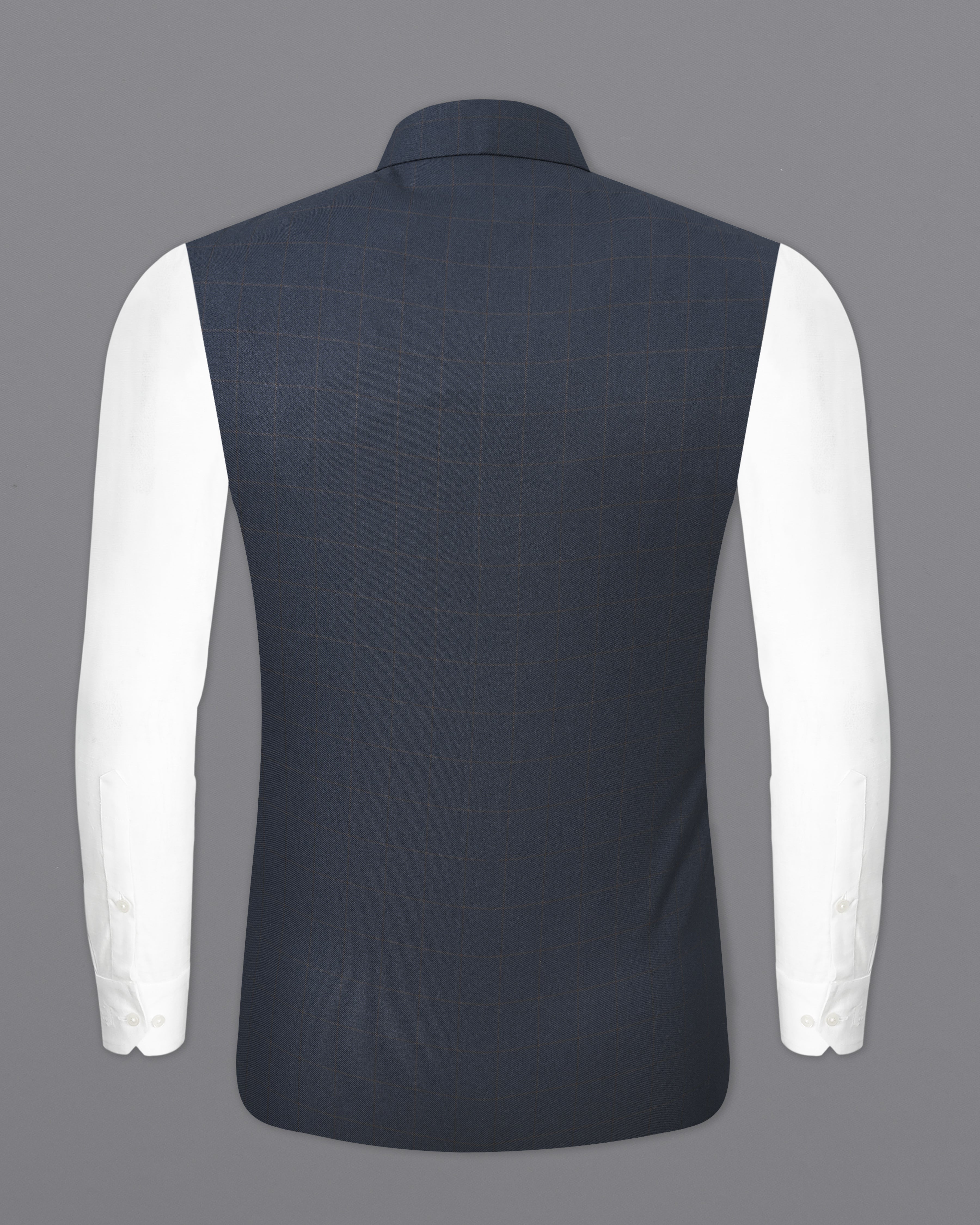 Ebony Clay Blue Windowpane Nehru Jacket WC2501-38, WC2501-39, WC2501-40, WC2501-42, WC2501-44, WC2501-46, WC2501-48, WC2501-50, WC2501-52