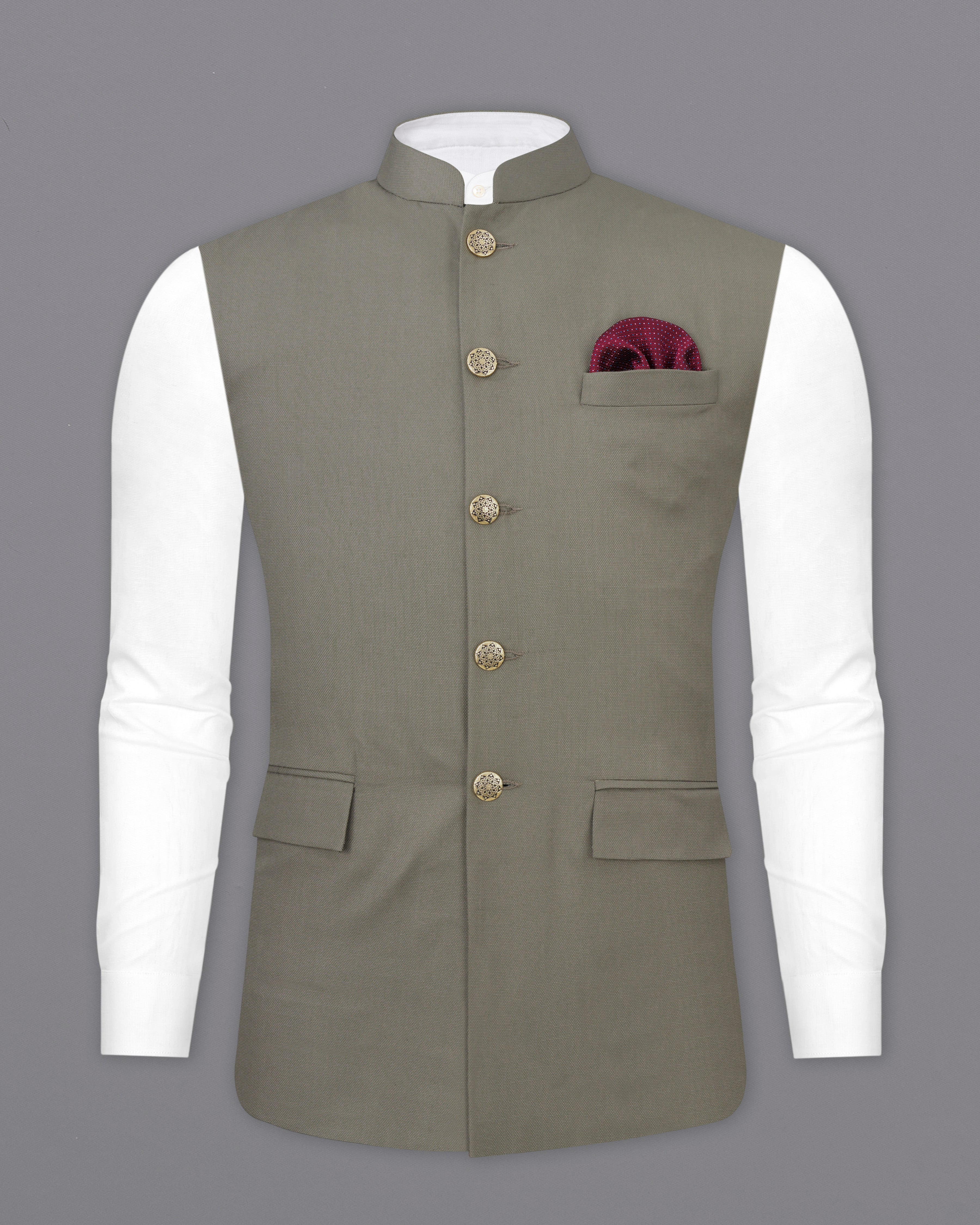 Sandstone Brown Nehru Jacket WC2503-38, WC2503-39, WC2503-40, WC2503-42, WC2503-44, WC2503-46, WC2503-48, WC2503-50, WC2503-52