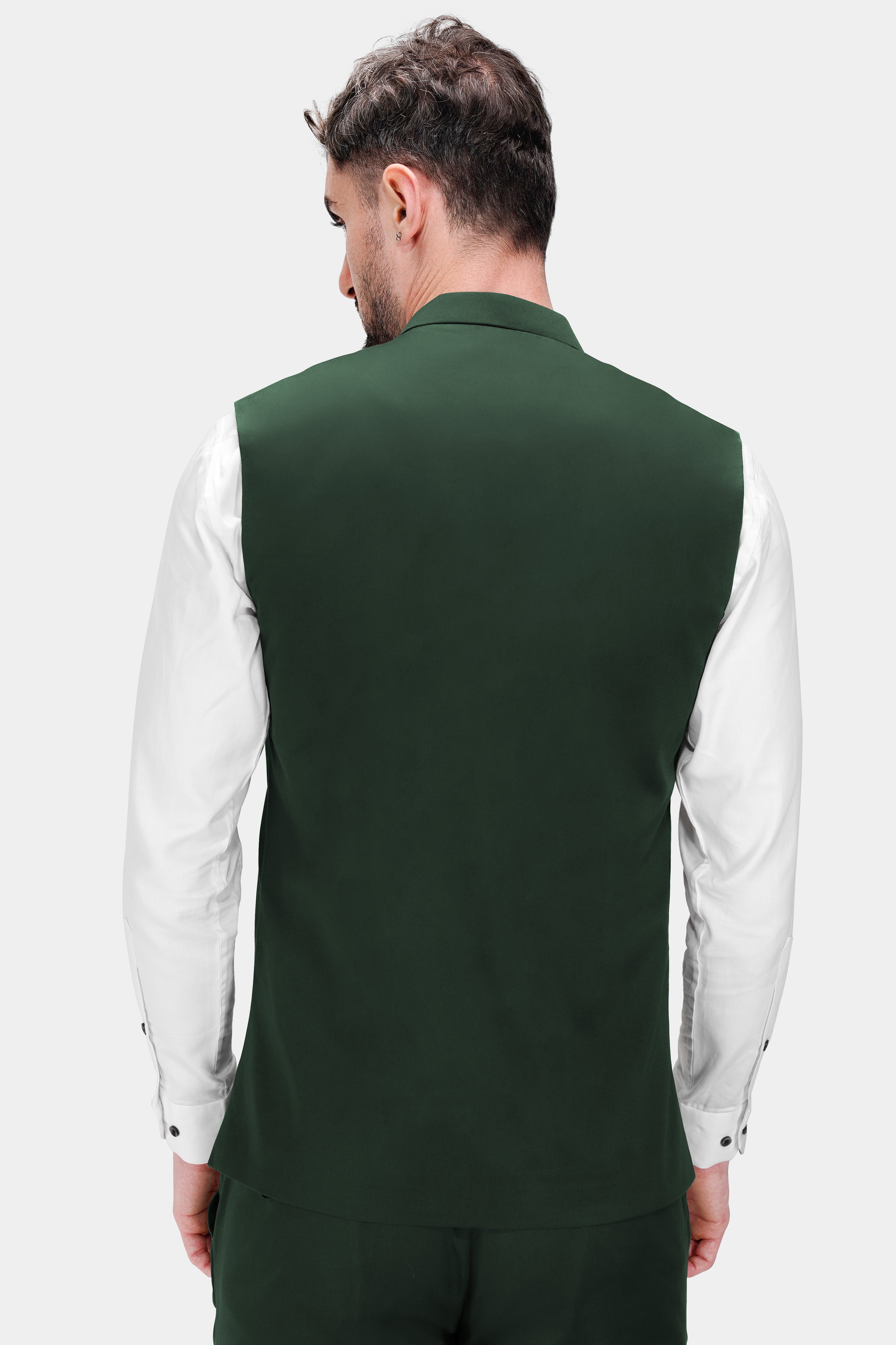 Heavy Metal Green Premium Cotton Stretchable Traveler Nehru Jacket WC2776-36, WC2776-38, WC2776-40, WC2776-42, WC2776-44, WC2776-46, WC2776-48, WC2776-50, WC2776-52, WC2776-54, WC2776-56, WC2776-58, WC2776-60