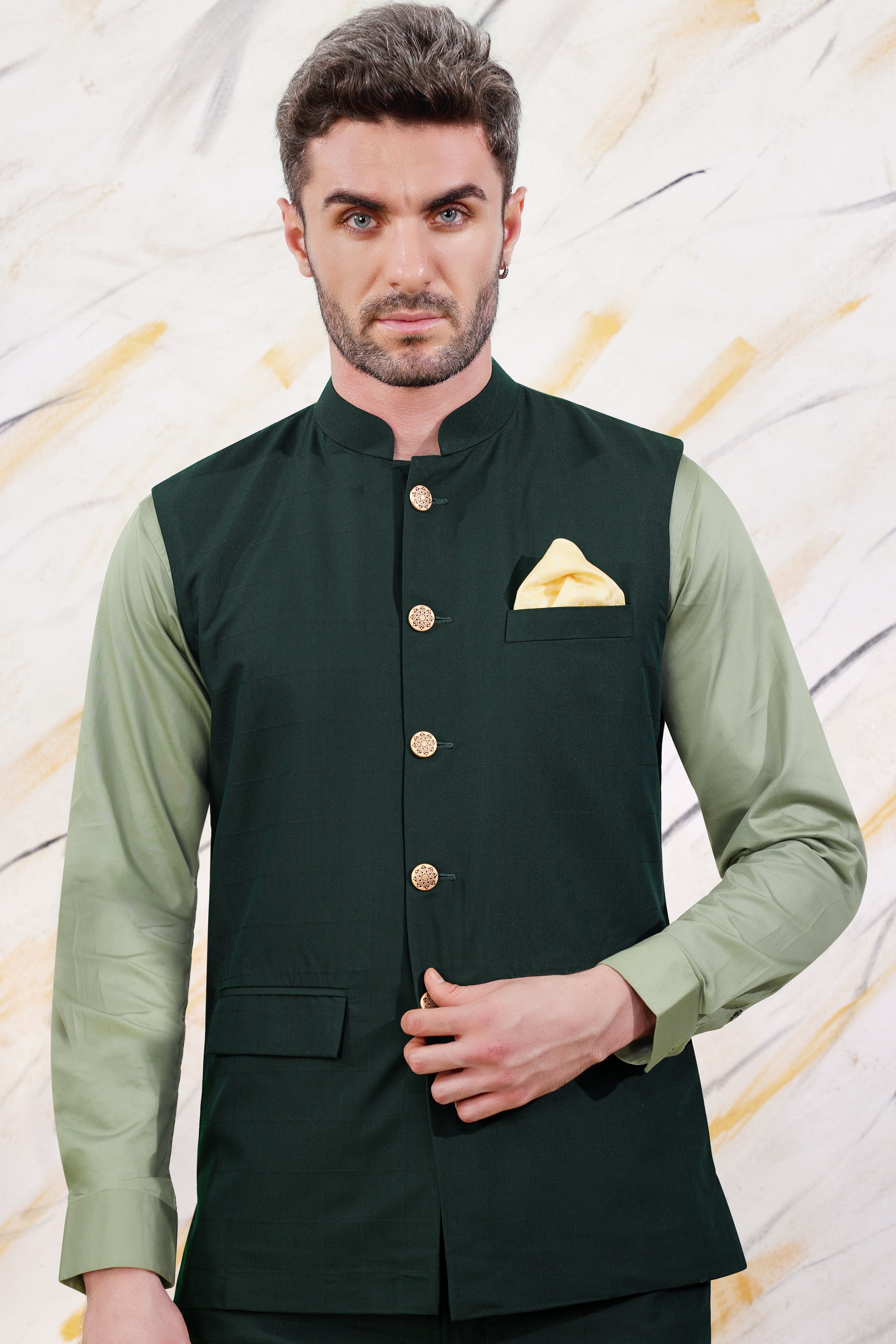 Olive Green Nehru Jacket – TJORI