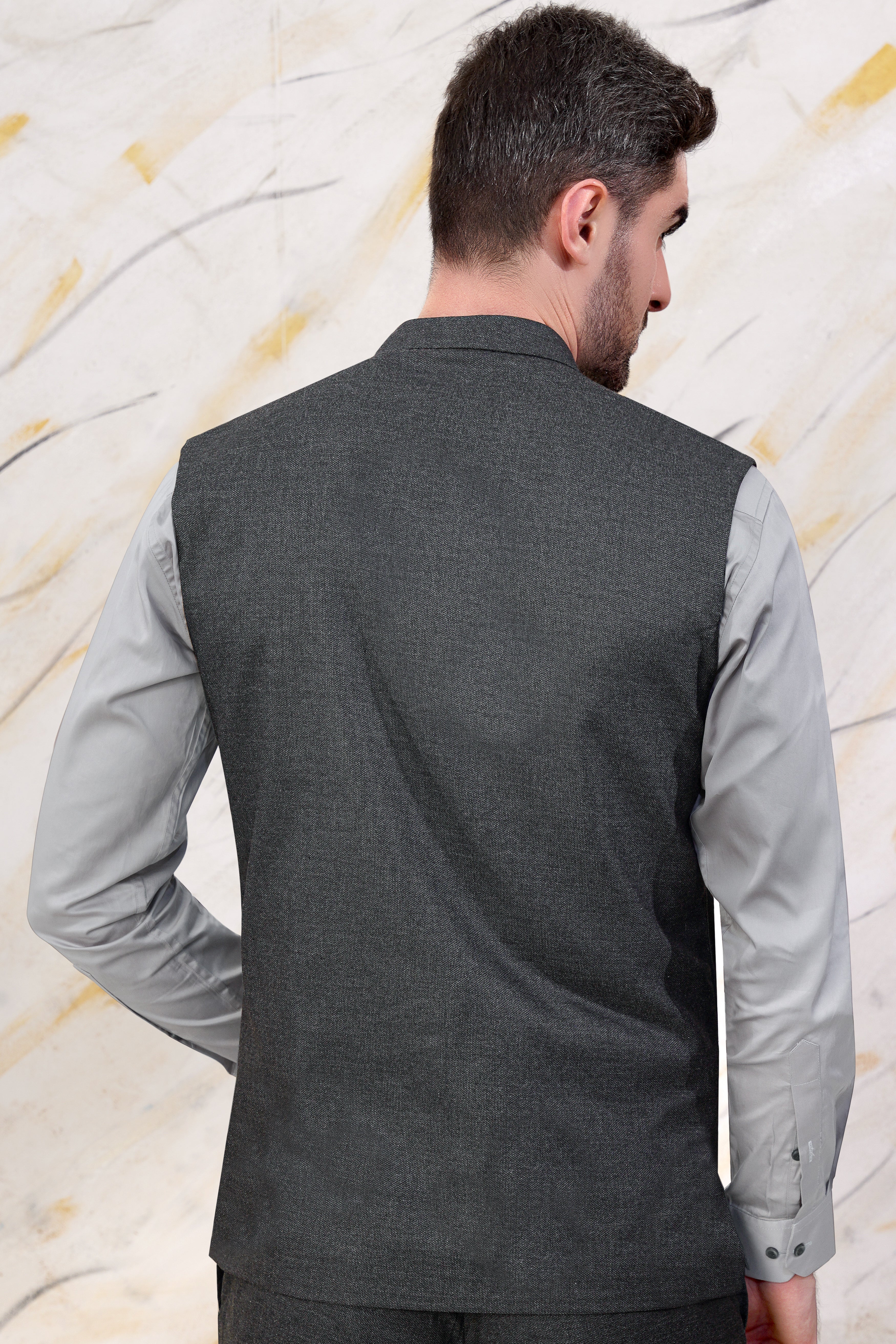 Gunmetal Grey Wool Rich Nehru Jacket WC3069-36, WC3069-38, WC3069-40, WC3069-42, WC3069-44, WC3069-46, WC3069-48, WC3069-50, WC3069-52, WC3069-54, WC3069-56, WC3069-58, WC3069-60