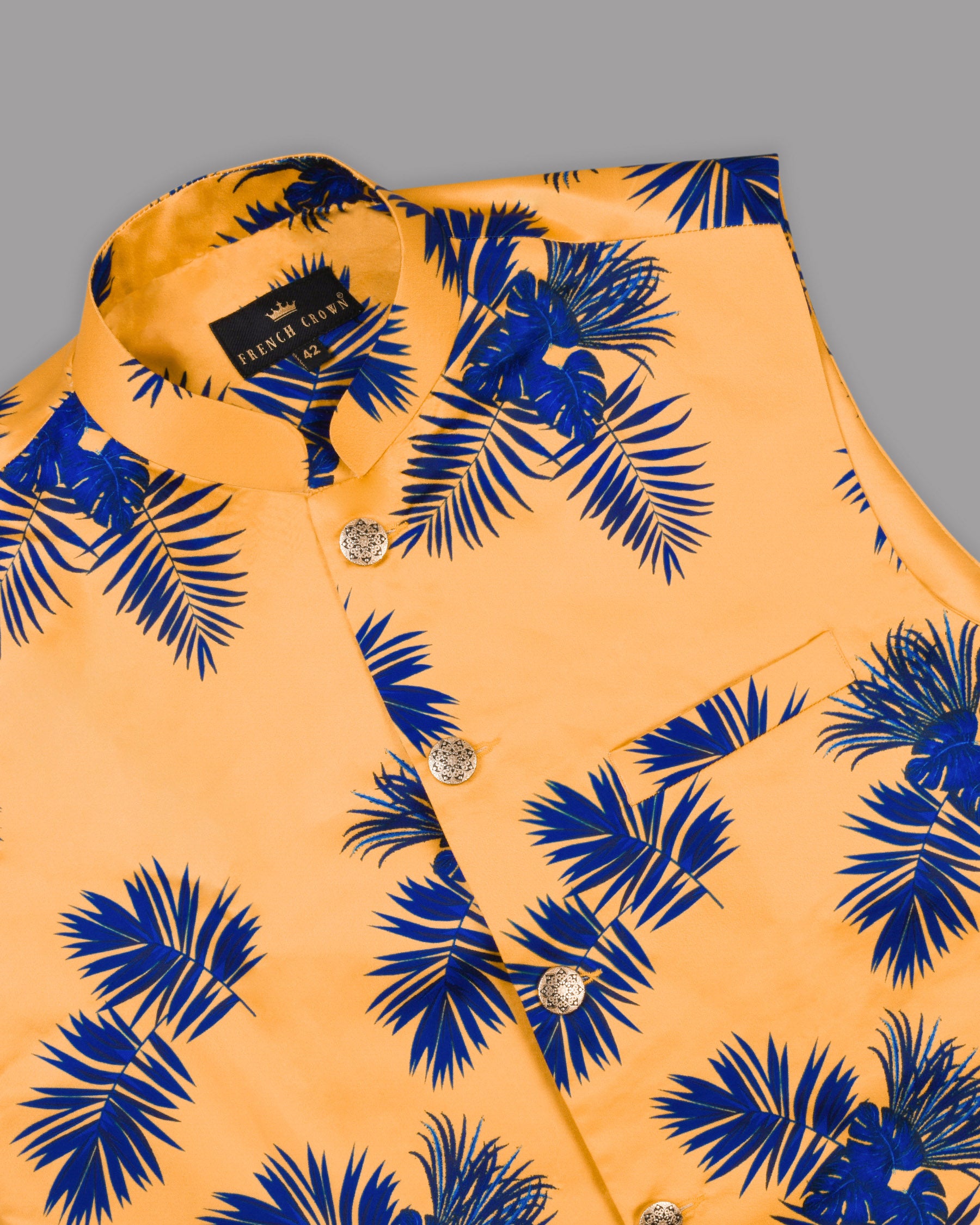 Orange Tropical Print Designer Waistcoat WC868-36, WC868-38, WC868-42, WC868-44, WC868-52, WC868-58, WC868-50, WC868-56, WC868-40, WC868-48, WC868-54, WC868-60, WC868-46