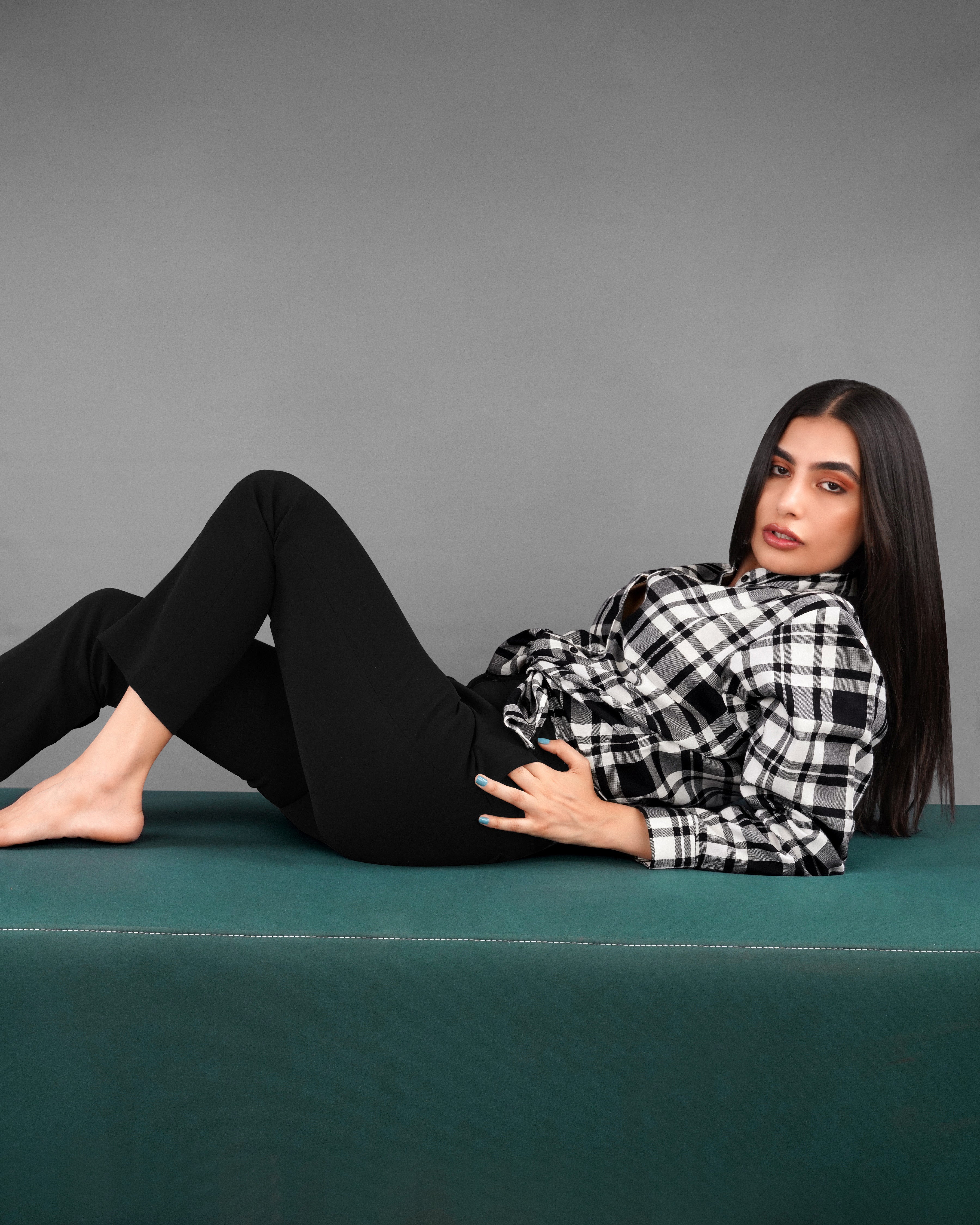 Jade Black and White Plaid Premium Cotton Shirt WS004-M-BLK-32, WS004-M-BLK-34, WS004-M-BLK-36, WS004-M-BLK-38, WS004-M-BLK-40, WS004-M-BLK-42