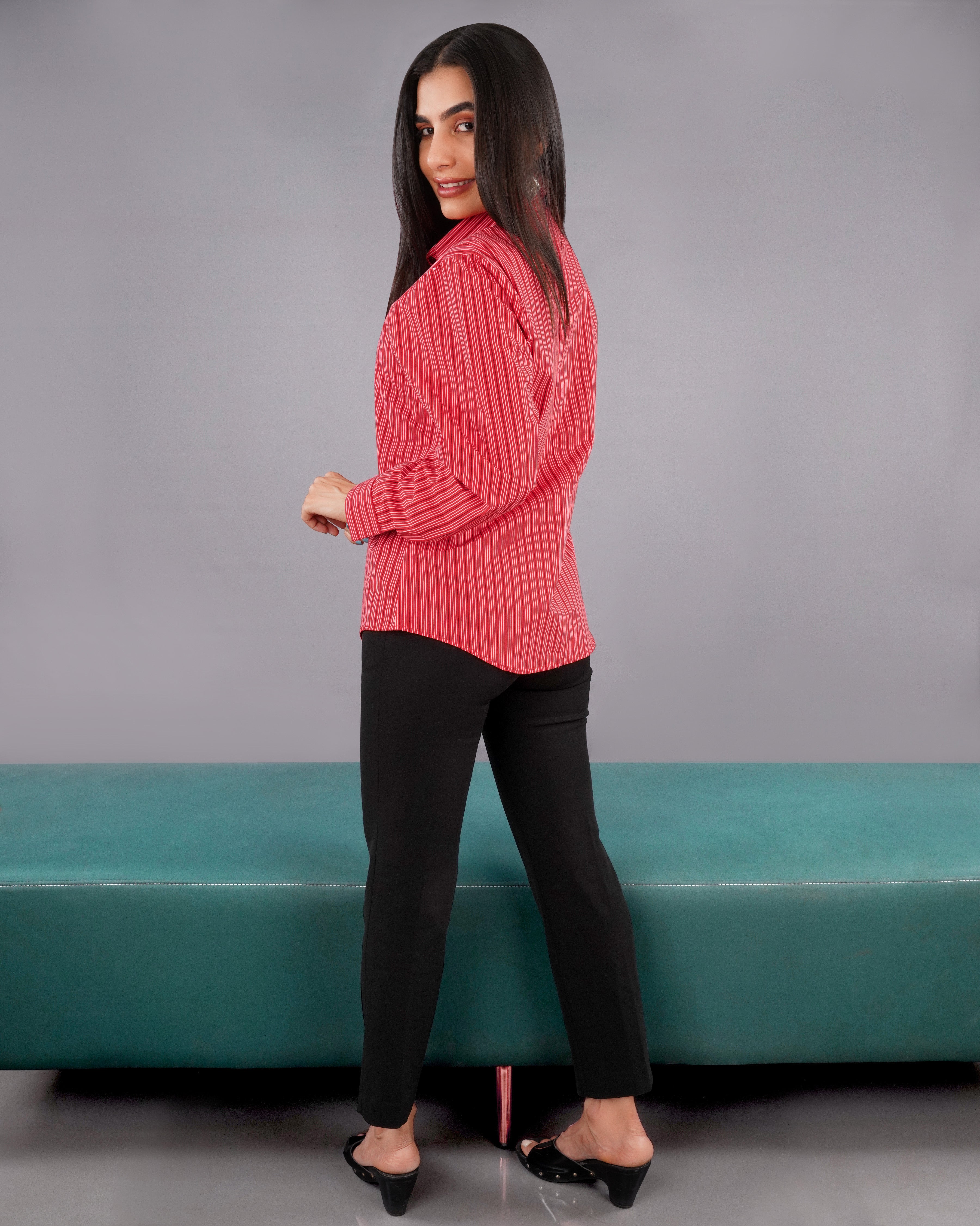 Cerise Red Striped Premium Cotton Shirt WS005-MN-32, WS005-MN-34, WS005-MN-36, WS005-MN-38, WS005-MN-40, WS005-MN-42