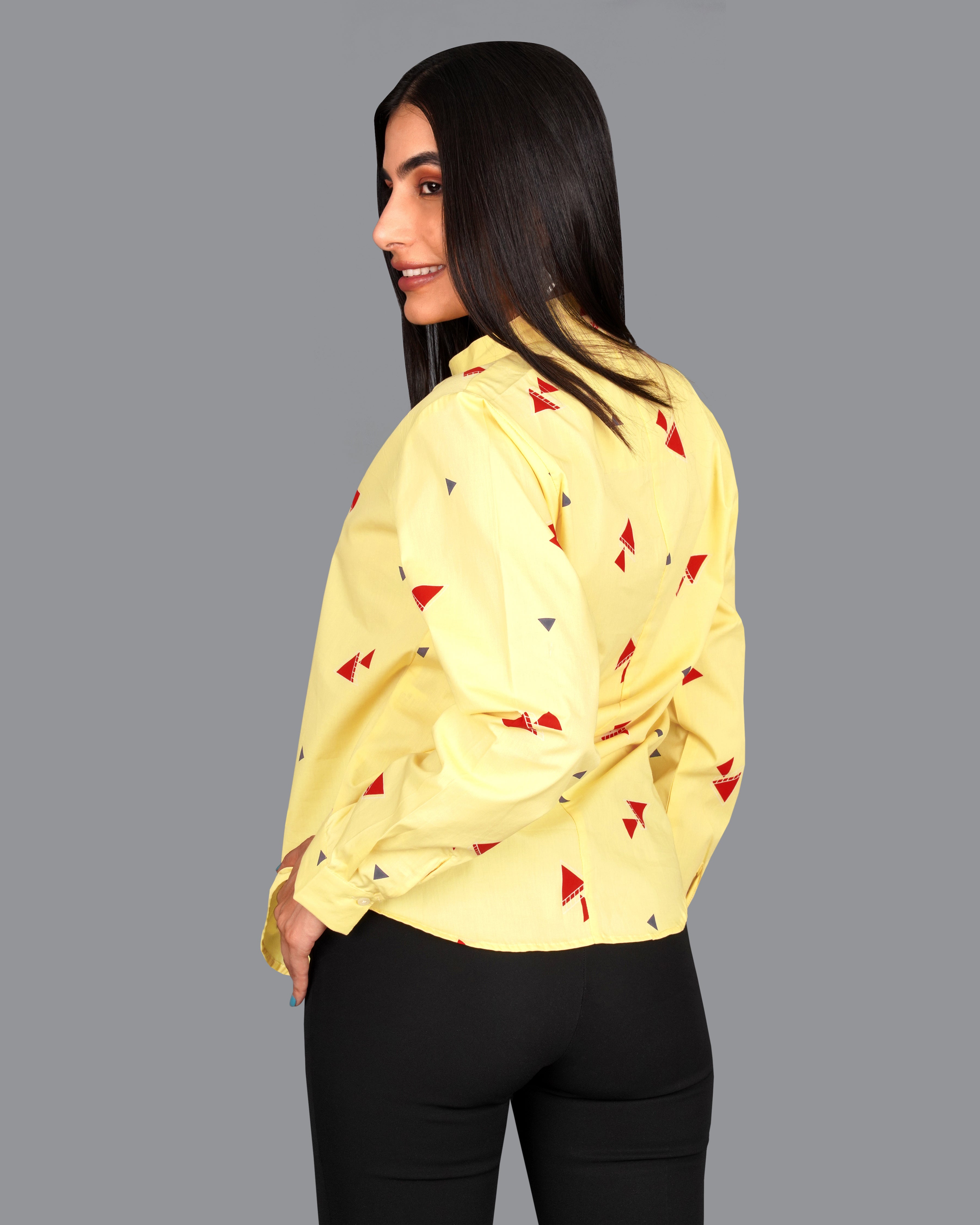 Manilla Yellow Printed Premium Cotton Shirt WS007-M-P-32, WS007-M-P-34, WS007-M-P-36, WS007-M-P-38, WS007-M-P-40, WS007-M-P-42