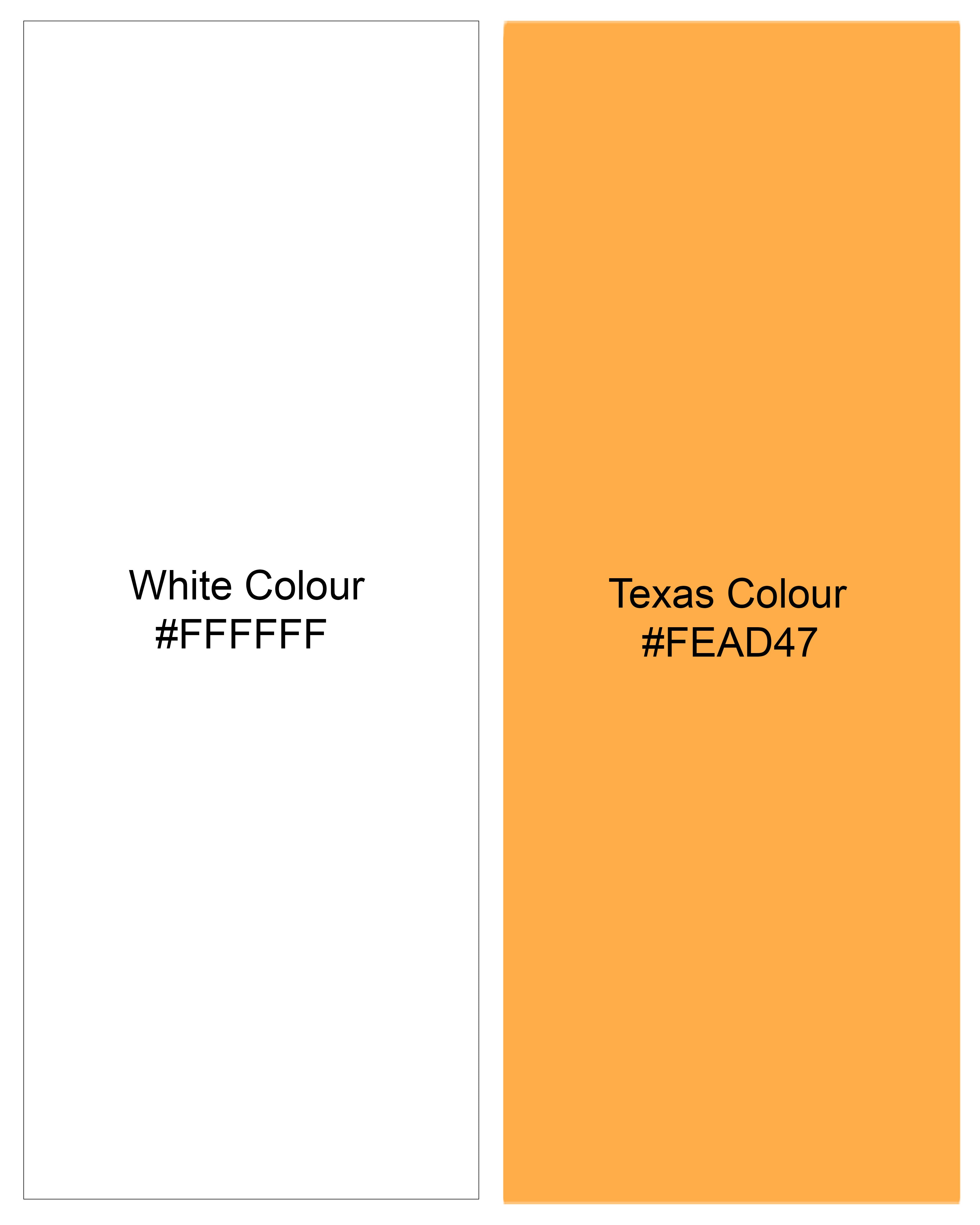 Bright White with Texas Orange Checkered Premium Cotton Shirt WS012-32, WS012-34, WS012-36, WS012-38, WS012-40, WS012-42