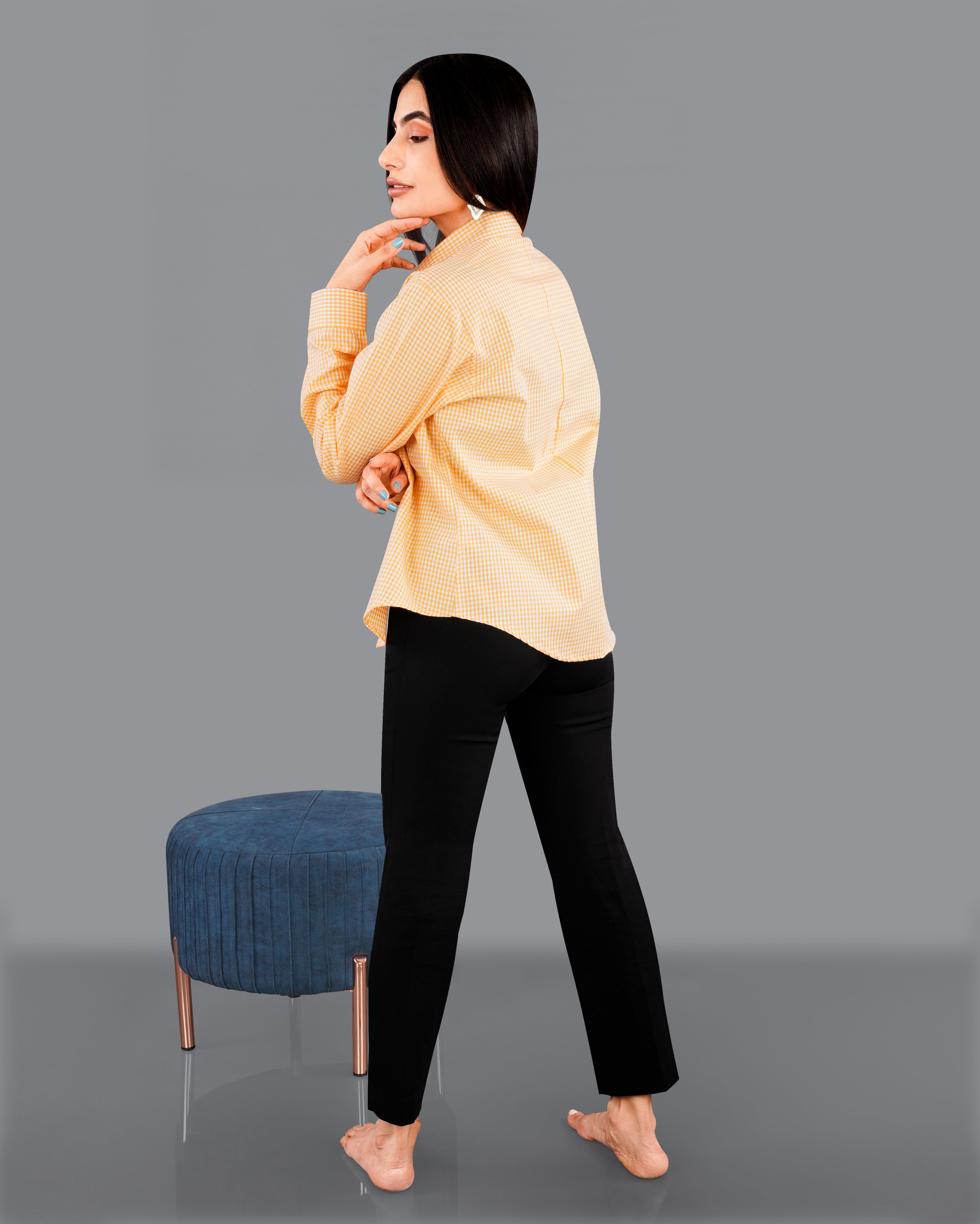 Bright White with Texas Orange Checkered Premium Cotton Shirt WS012-32, WS012-34, WS012-36, WS012-38, WS012-40, WS012-42