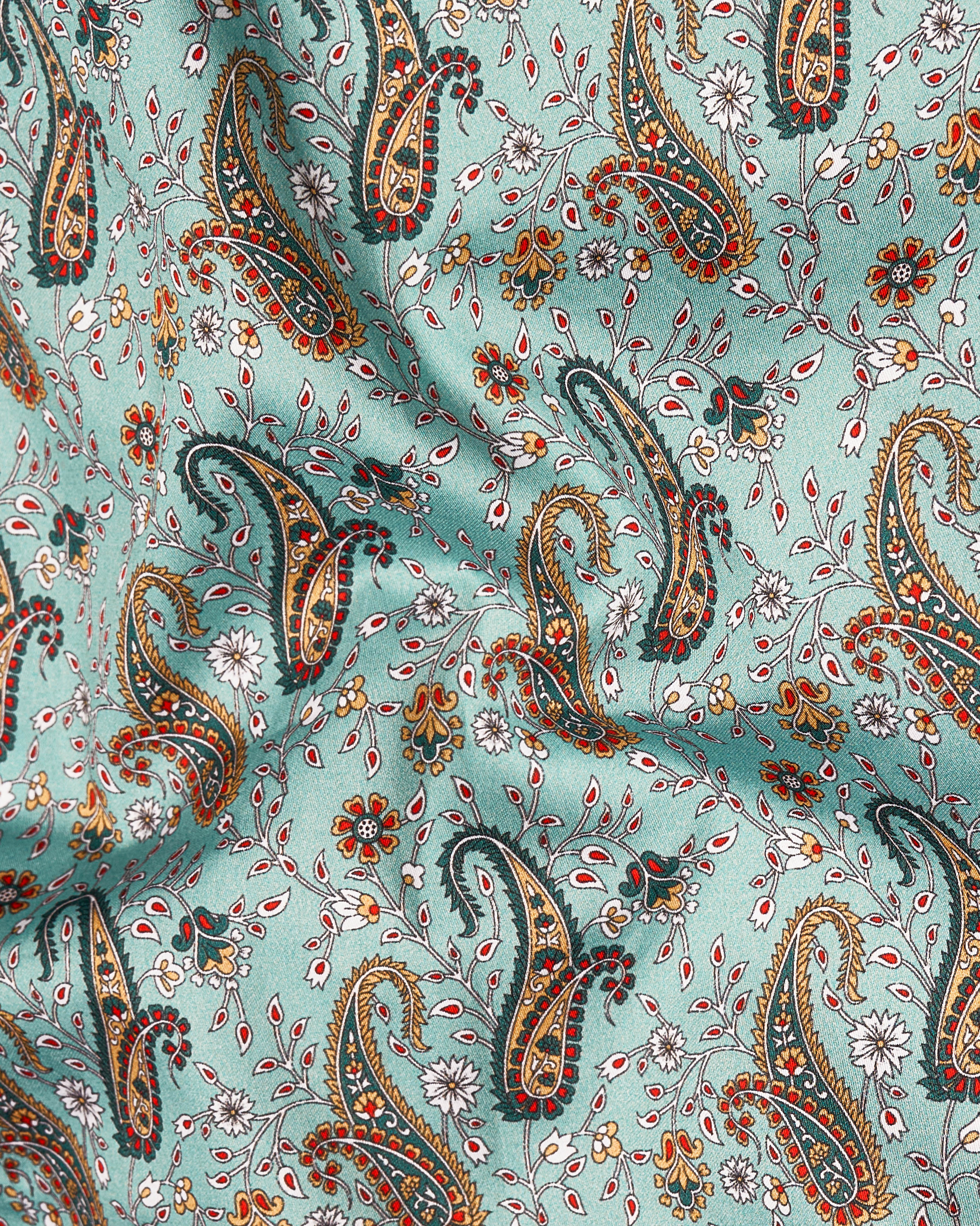 Cadet Green Paisley Printed Premium Cotton Shirt WS014-32, WS014-34, WS014-36, WS014-38, WS014-40, WS014-42