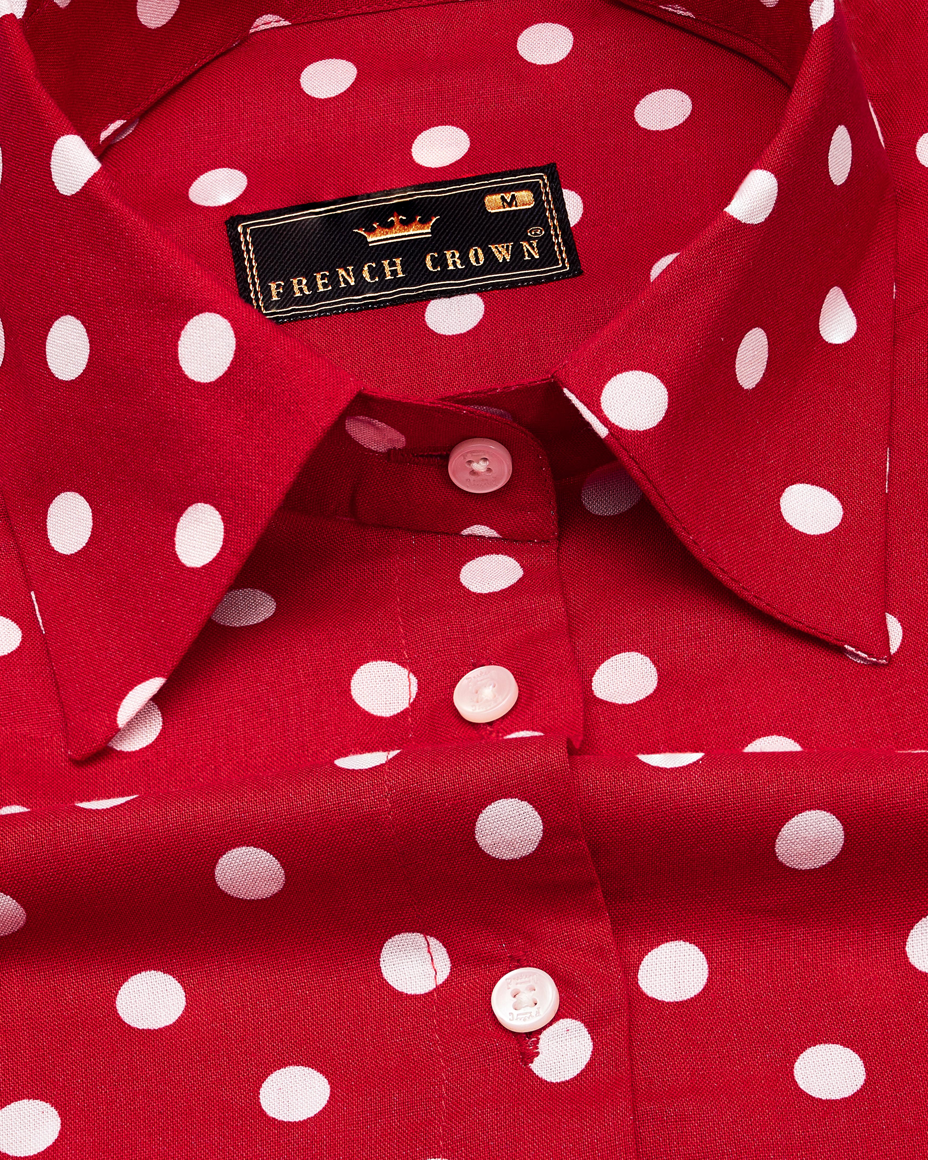 Shiraz Red Polka Dotted Premium Tencel Shirt WS016-32, WS016-34, WS016-36, WS016-38, WS016-40, WS016-42