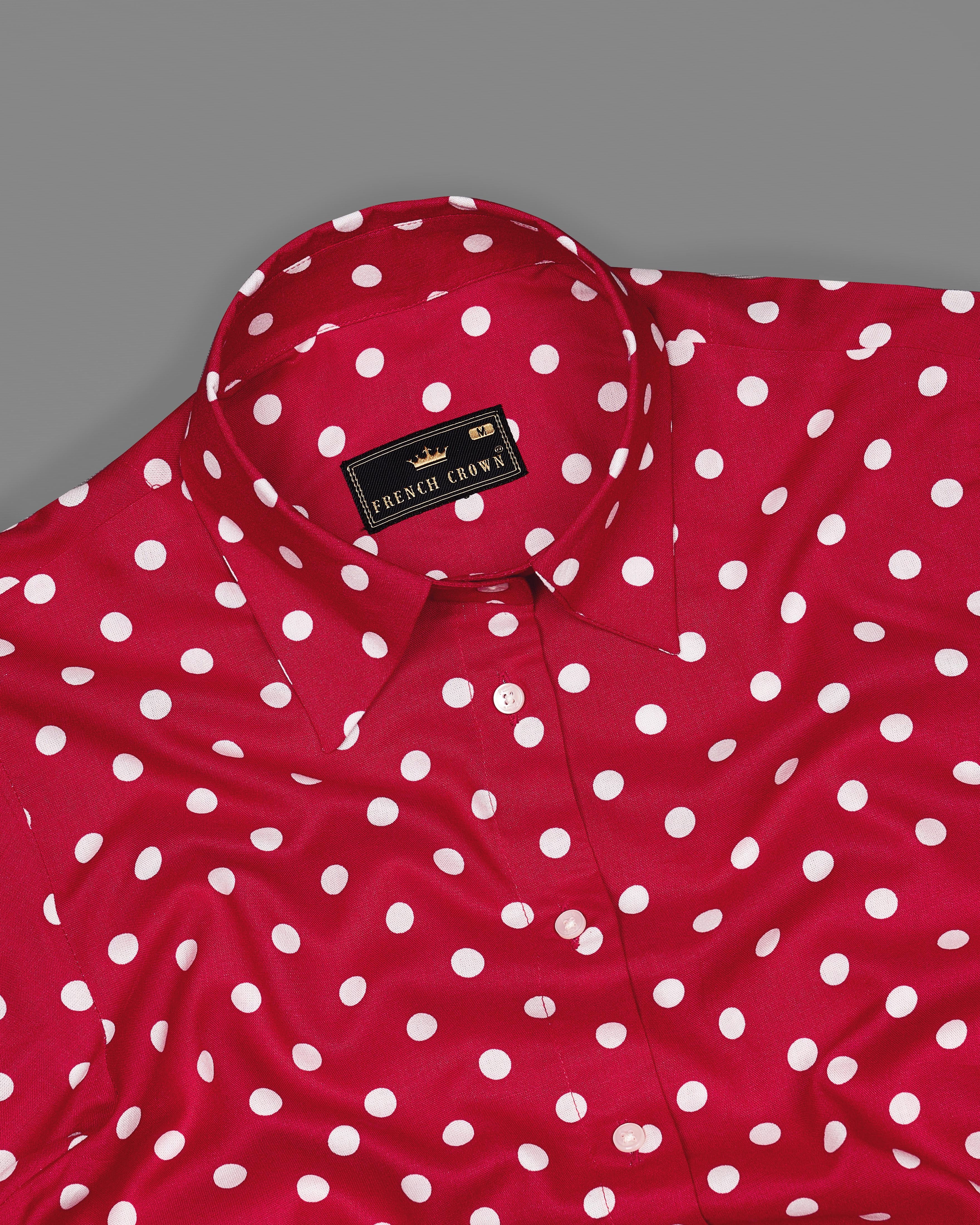 Shiraz Red Polka Dotted Premium Tencel Shirt WS016-32, WS016-34, WS016-36, WS016-38, WS016-40, WS016-42
