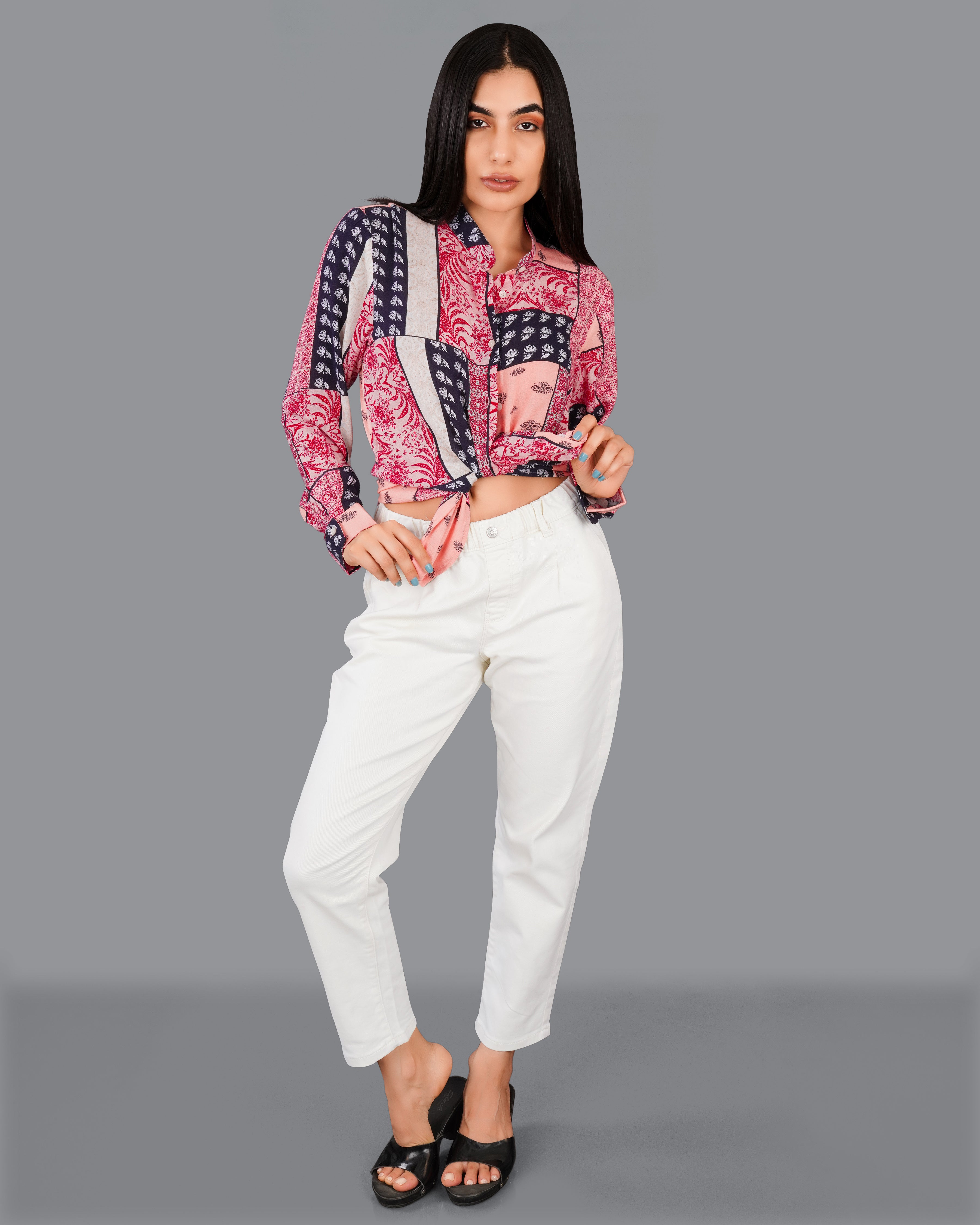 Shiraz Red with Lilac Peach Multicolour Printed Premium Tencel Shirt WS020-M-32, WS020-M-34, WS020-M-36, WS020-M-38, WS020-M-40, WS020-M-42