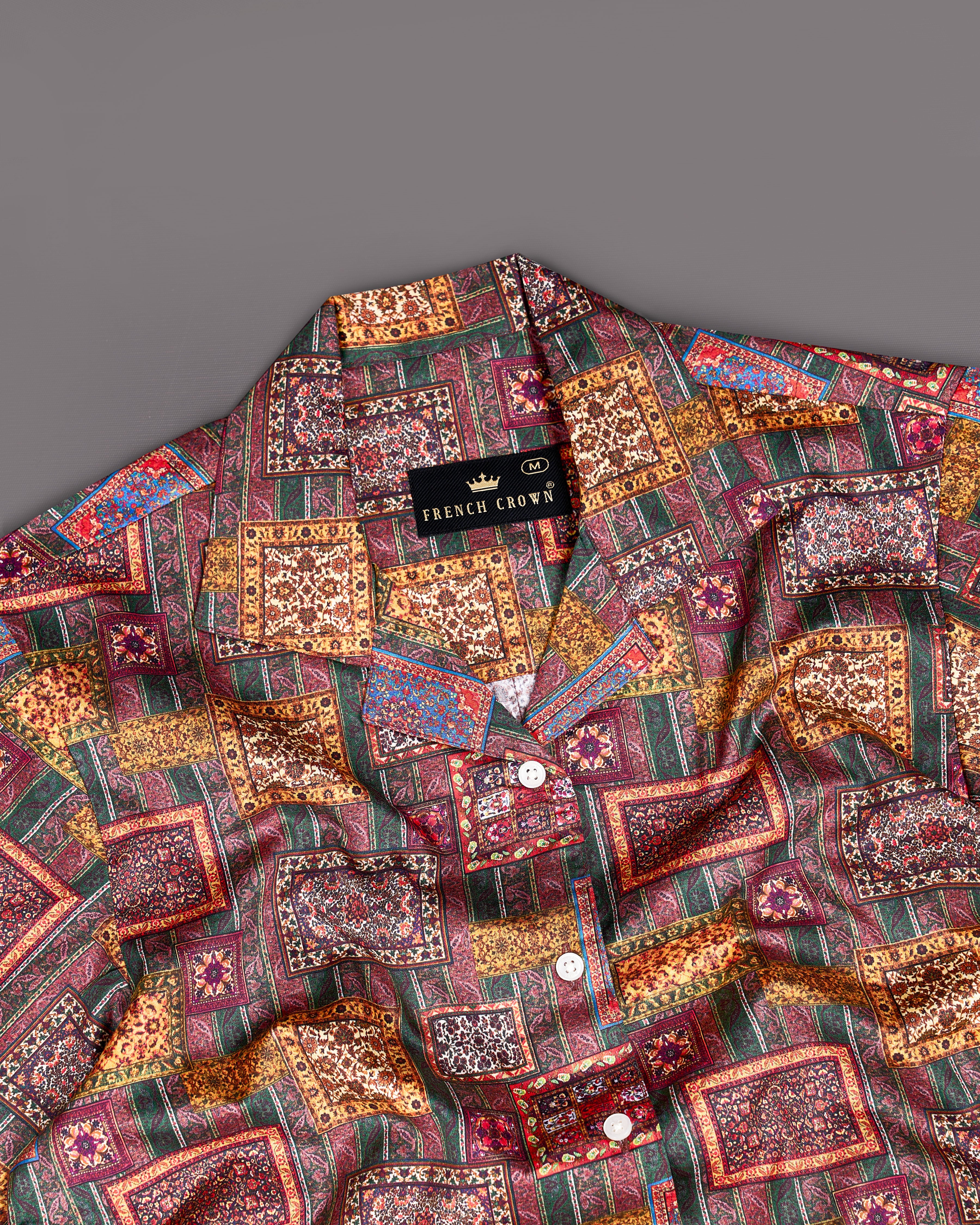 Camelot Pink Banjara Patchwork Printed Premium Cotton Shirt WS026-CC-32, WS026-CC-34, WS026-CC-36, WS026-CC-38, WS026-CC-40, WS026-CC-42