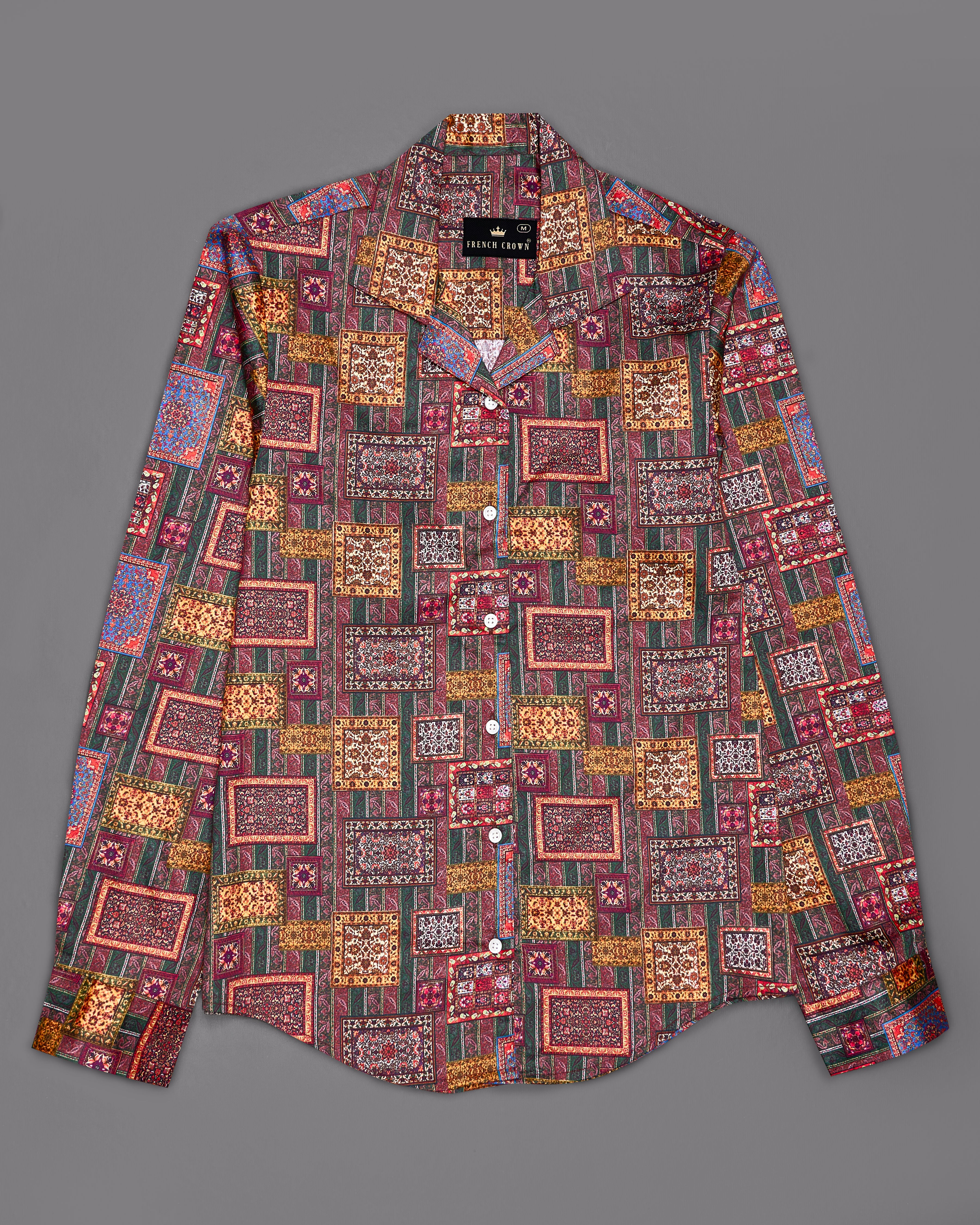 Camelot Pink Banjara Patchwork Printed Premium Cotton Shirt WS026-CC-32, WS026-CC-34, WS026-CC-36, WS026-CC-38, WS026-CC-40, WS026-CC-42