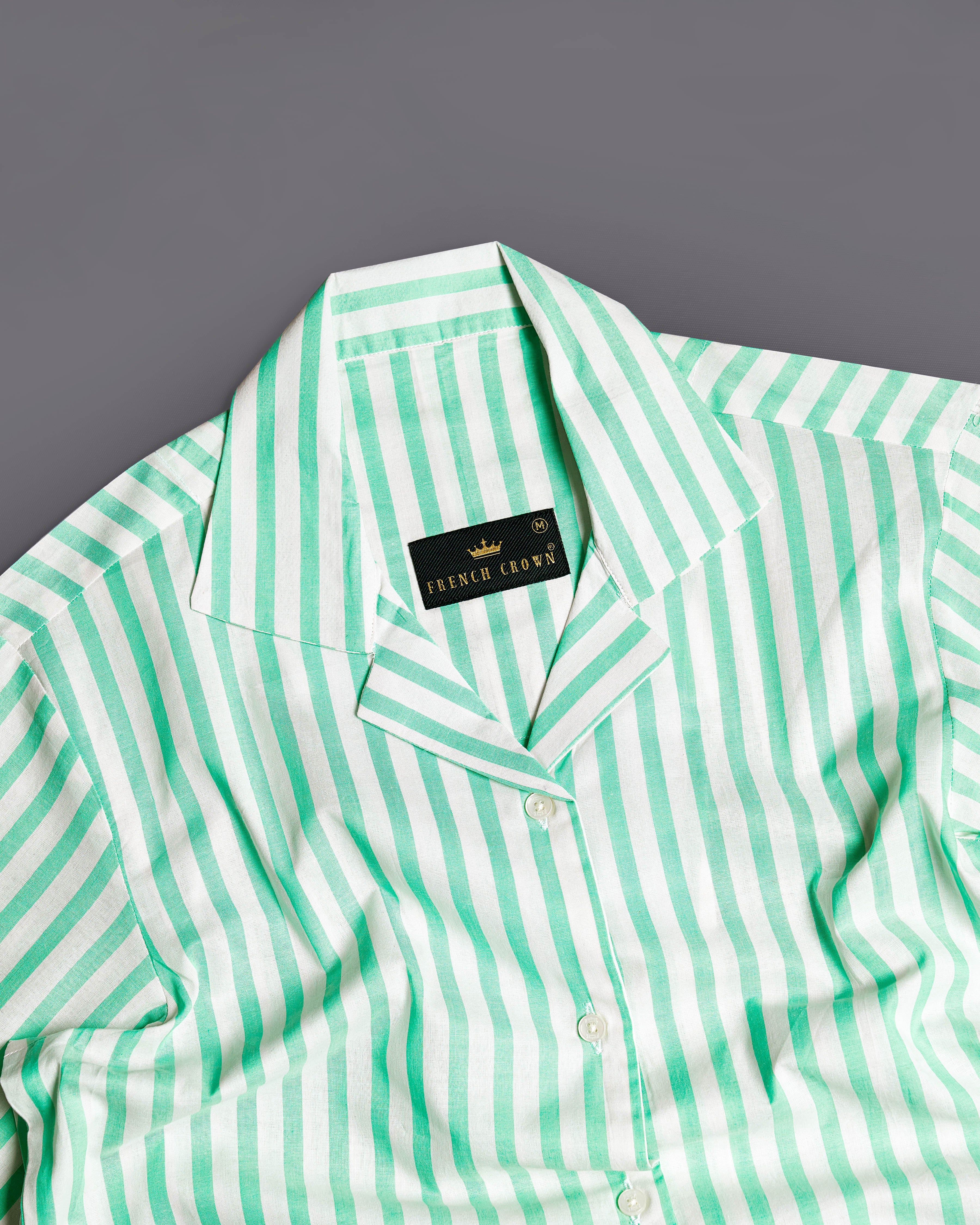 Riptide Green and White Striped Premium Cotton Shirt WS028-CC-32, WS028-CC-34, WS028-CC-36, WS028-CC-38, WS028-CC-40, WS028-CC-42