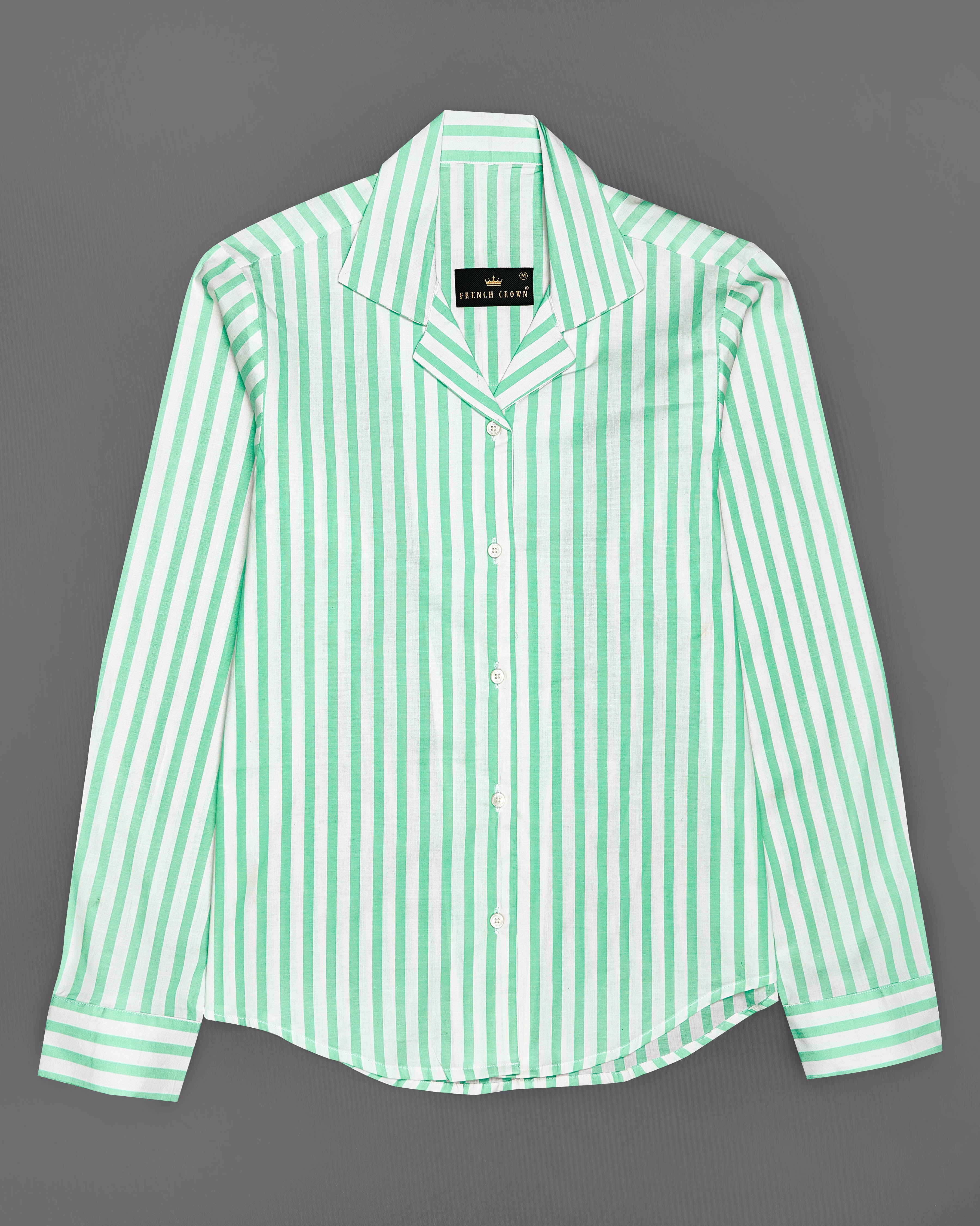 Riptide Green and White Striped Premium Cotton Shirt WS028-CC-32, WS028-CC-34, WS028-CC-36, WS028-CC-38, WS028-CC-40, WS028-CC-42
