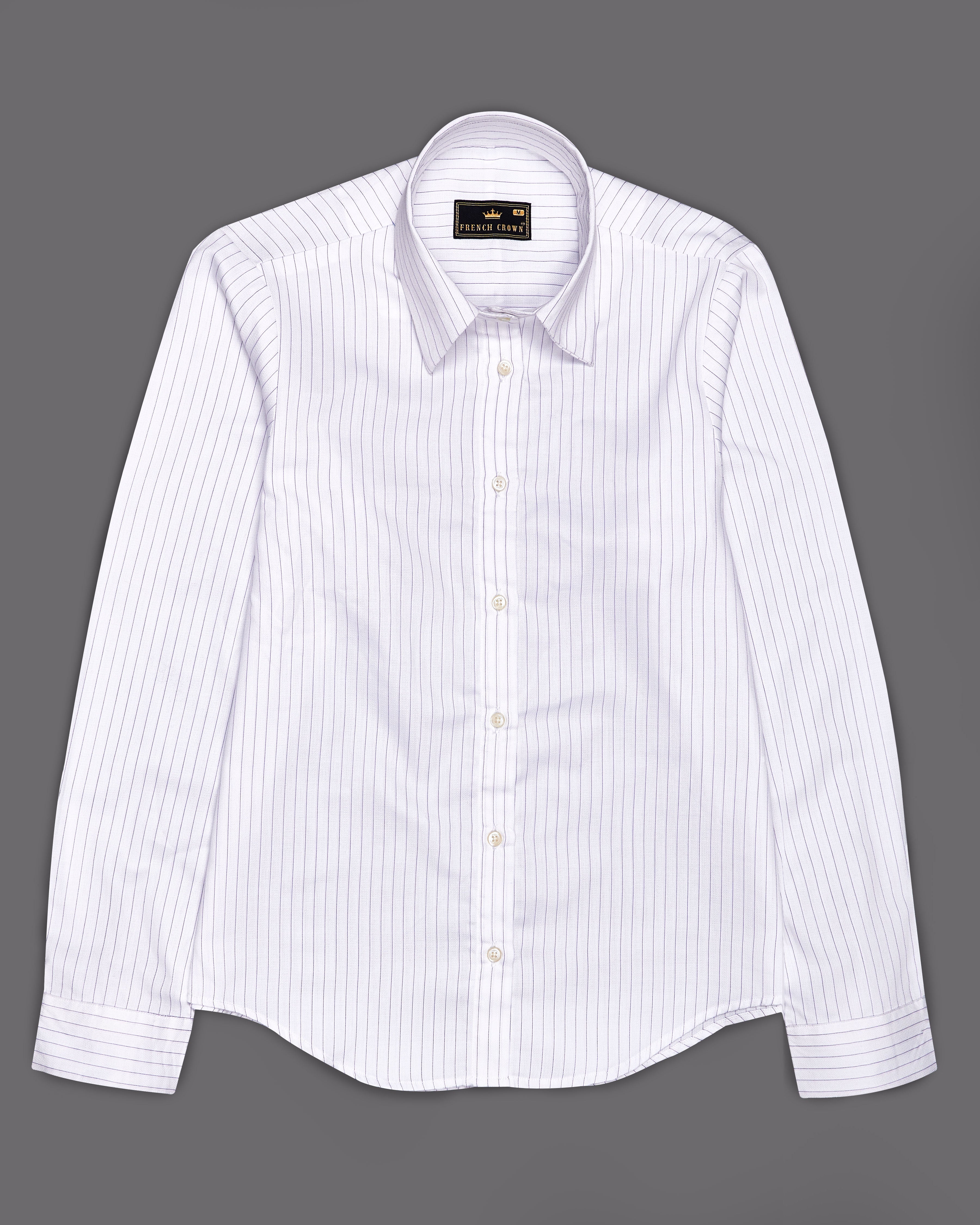 Bright White Striped Premium Cotton Shirt WS030-32, WS030-34, WS030-36, WS030-38, WS030-40, WS030-42