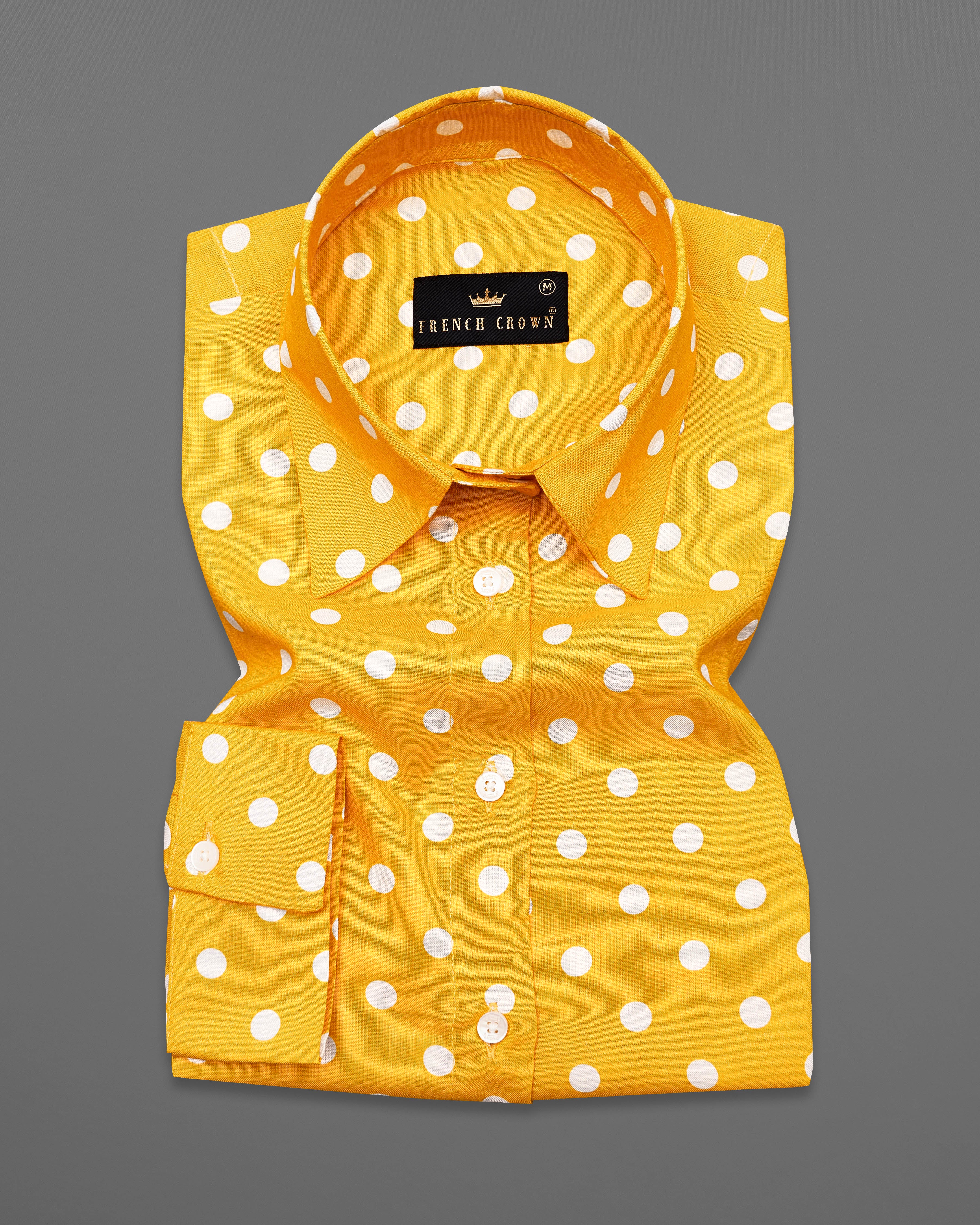 Tangerine Yellow Polka Dotted Premium Tencel Shirt WS037-32, WS037-34, WS037-36, WS037-38, WS037-40, WS037-42