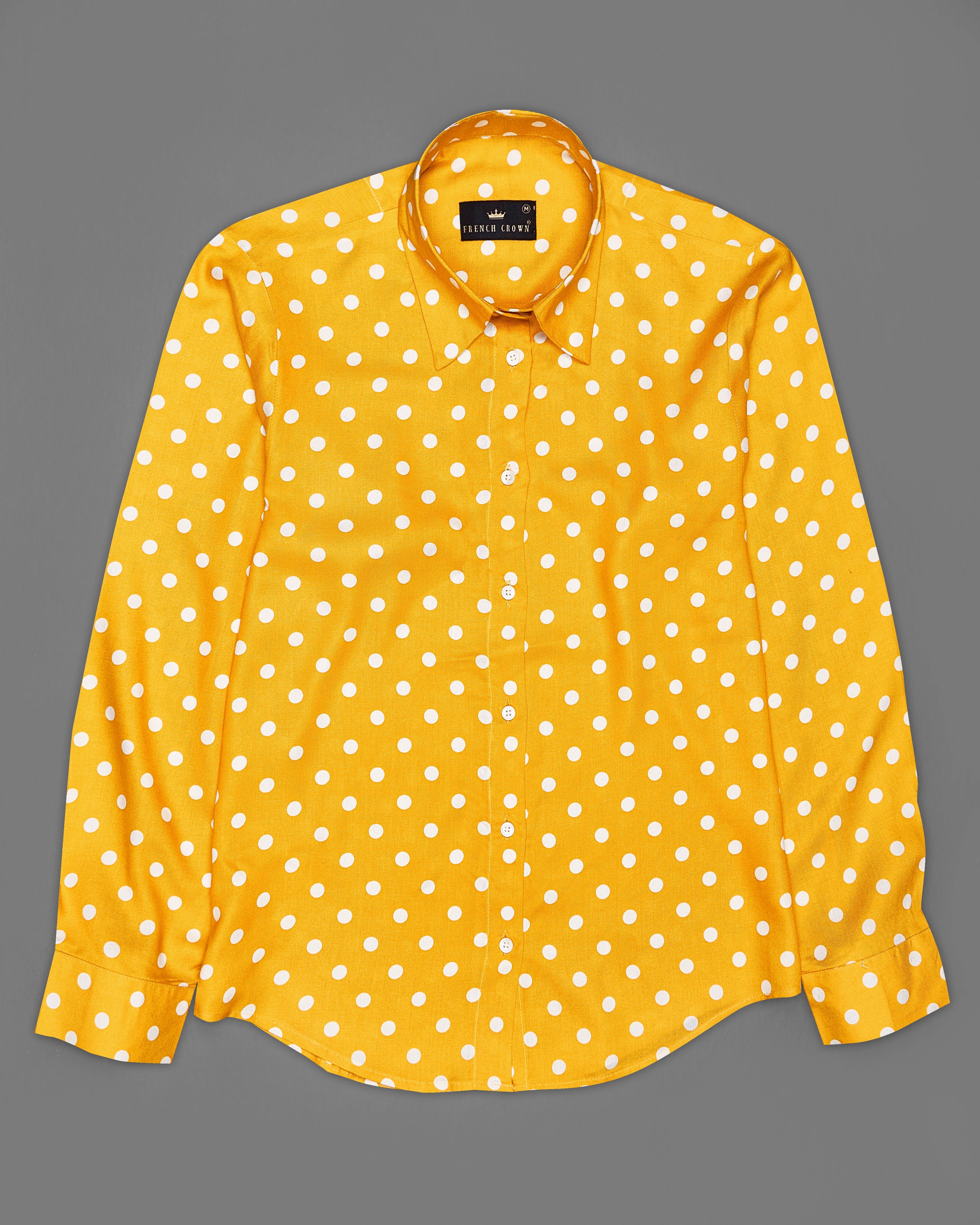 Tangerine Yellow Polka Dotted Premium Tencel Shirt WS037-32, WS037-34, WS037-36, WS037-38, WS037-40, WS037-42