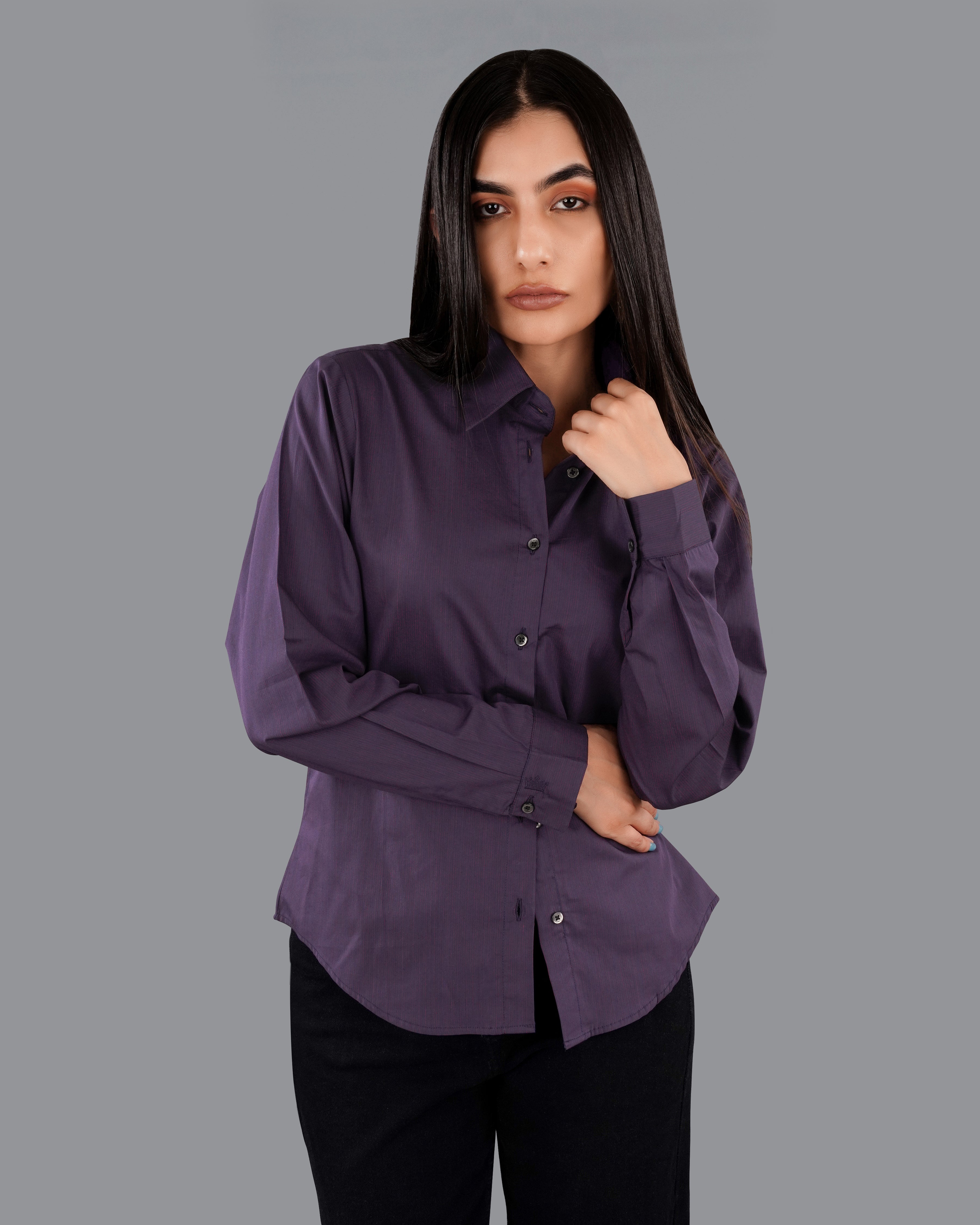 Thunder Violet Premium Cotton Shirt WS038-BLK-32, WS038-BLK-34, WS038-BLK-36, WS038-BLK-38, WS038-BLK-40, WS038-BLK-42