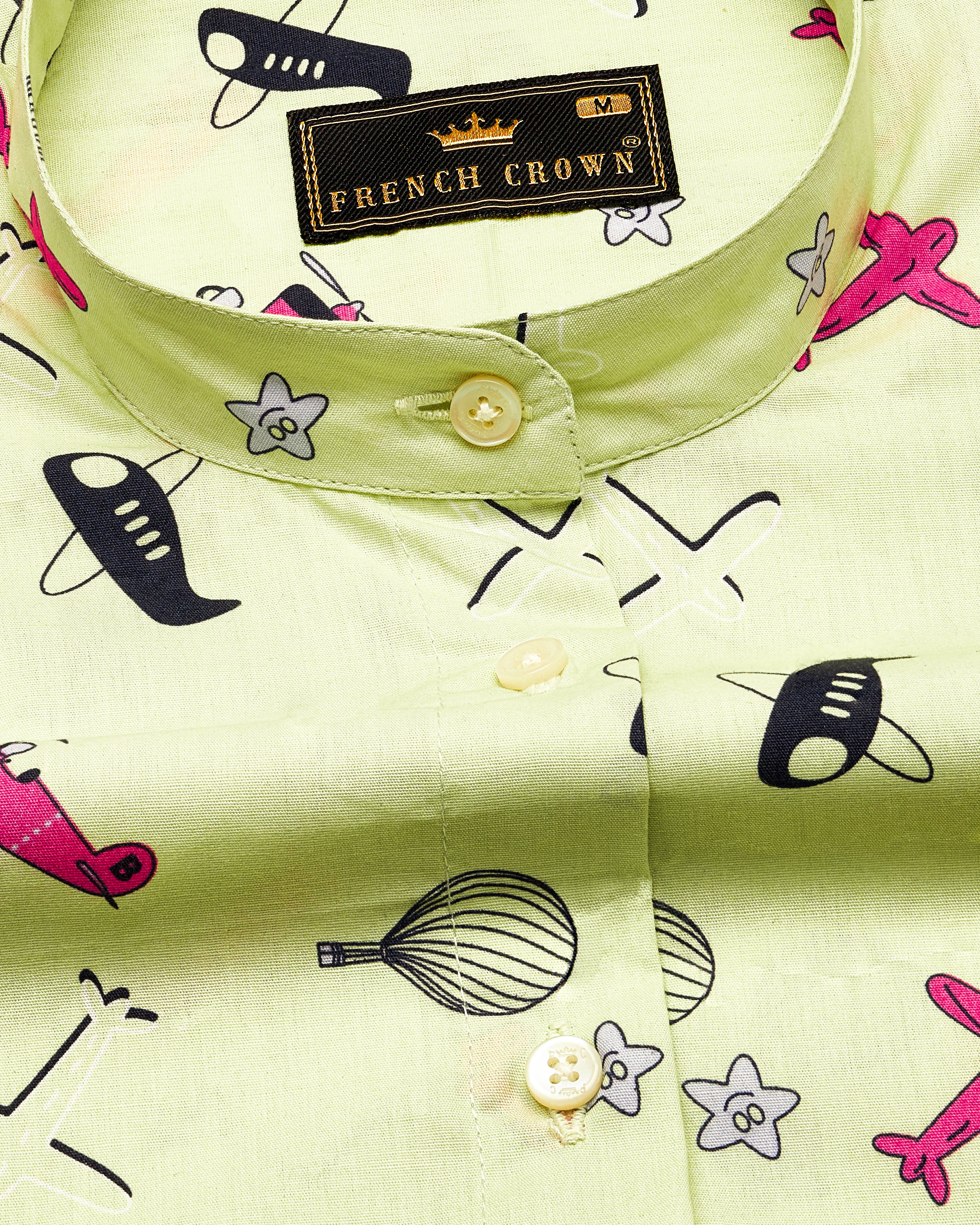 Caper Green Aeroplane Printed Premium Cotton Shirt WS040-M-32, WS040-M-34, WS040-M-36, WS040-M-38, WS040-M-40, WS040-M-42