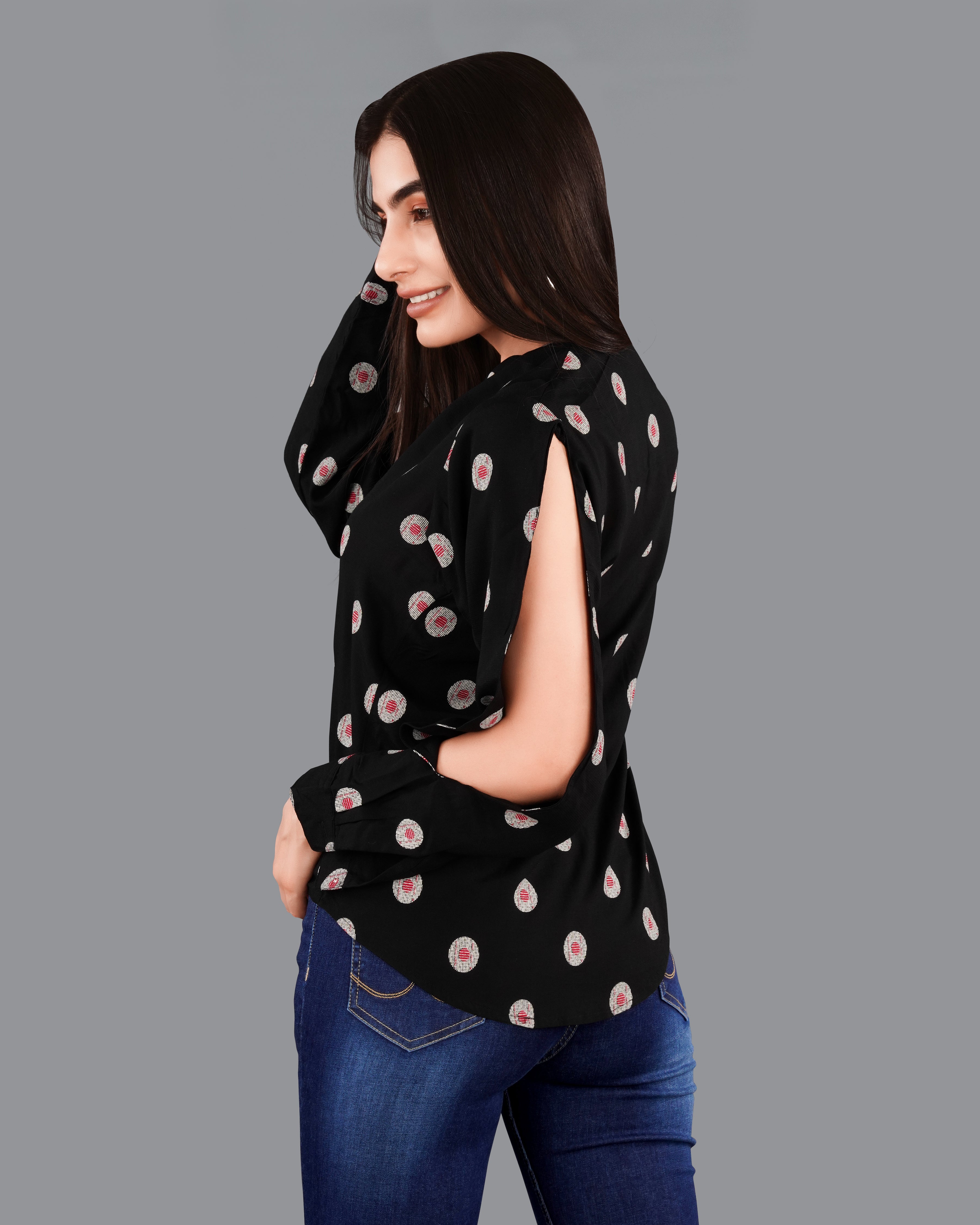 Jade Black Printed Premium Tencel Shirt WS043-M-32, WS043-M-34, WS043-M-36, WS043-M-38, WS043-M-40, WS043-M-42