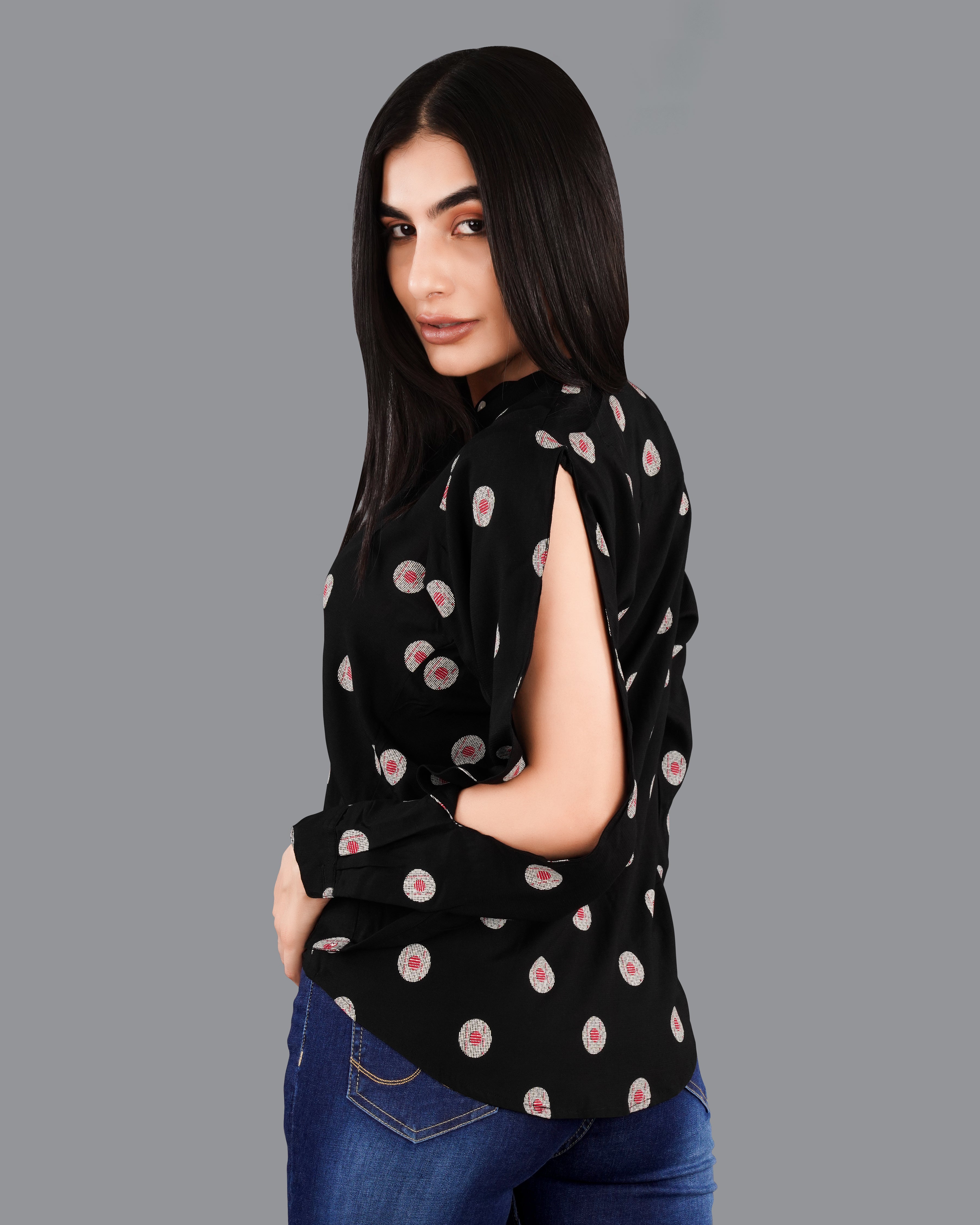 Jade Black Printed Premium Tencel Shirt WS043-M-32, WS043-M-34, WS043-M-36, WS043-M-38, WS043-M-40, WS043-M-42