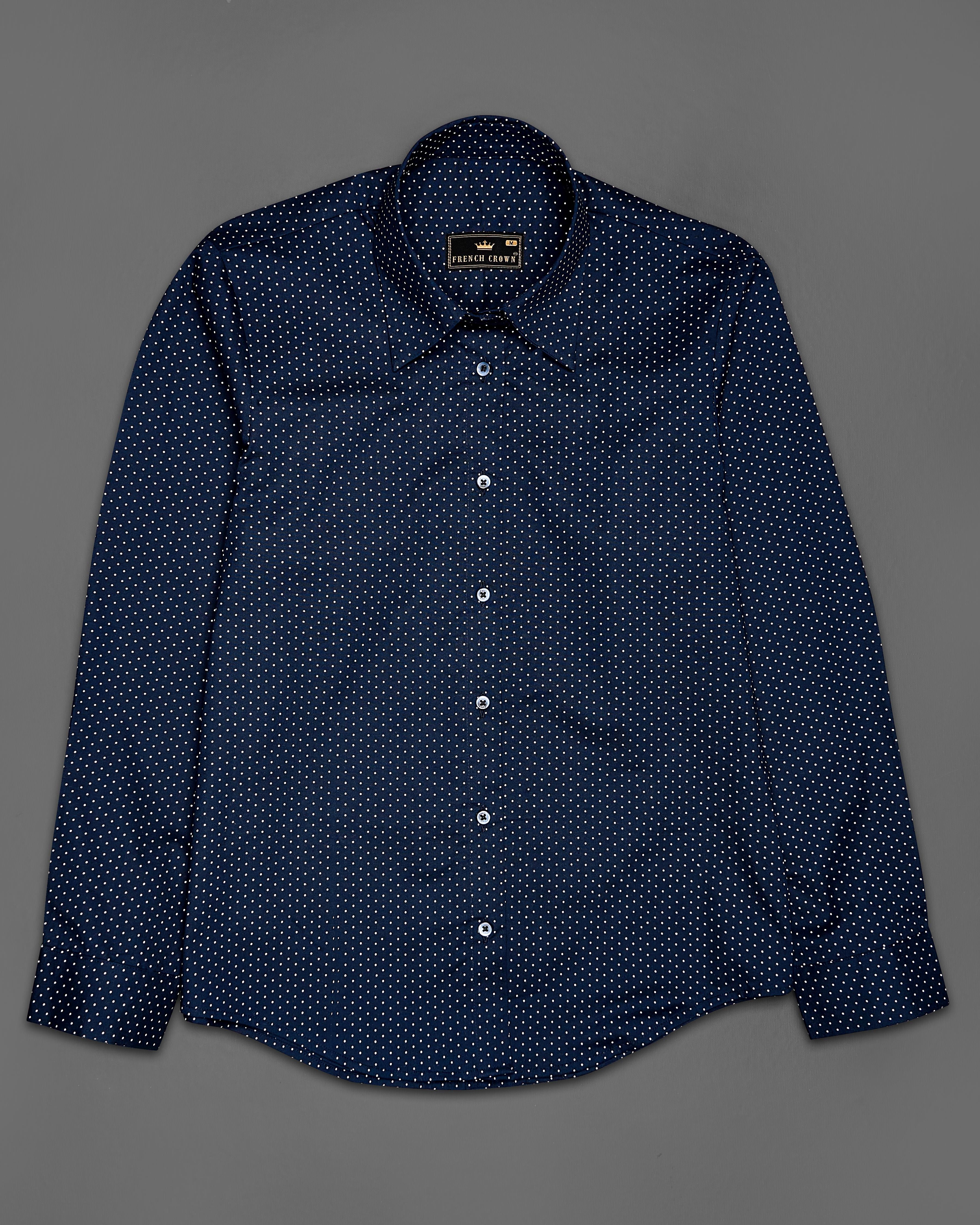 Ebony Clay Blue Polka Dotted Premium Cotton Shirt WS045-BLE-32, WS045-BLE-34, WS045-BLE-36, WS045-BLE-38, WS045-BLE-40, WS045-BLE-42