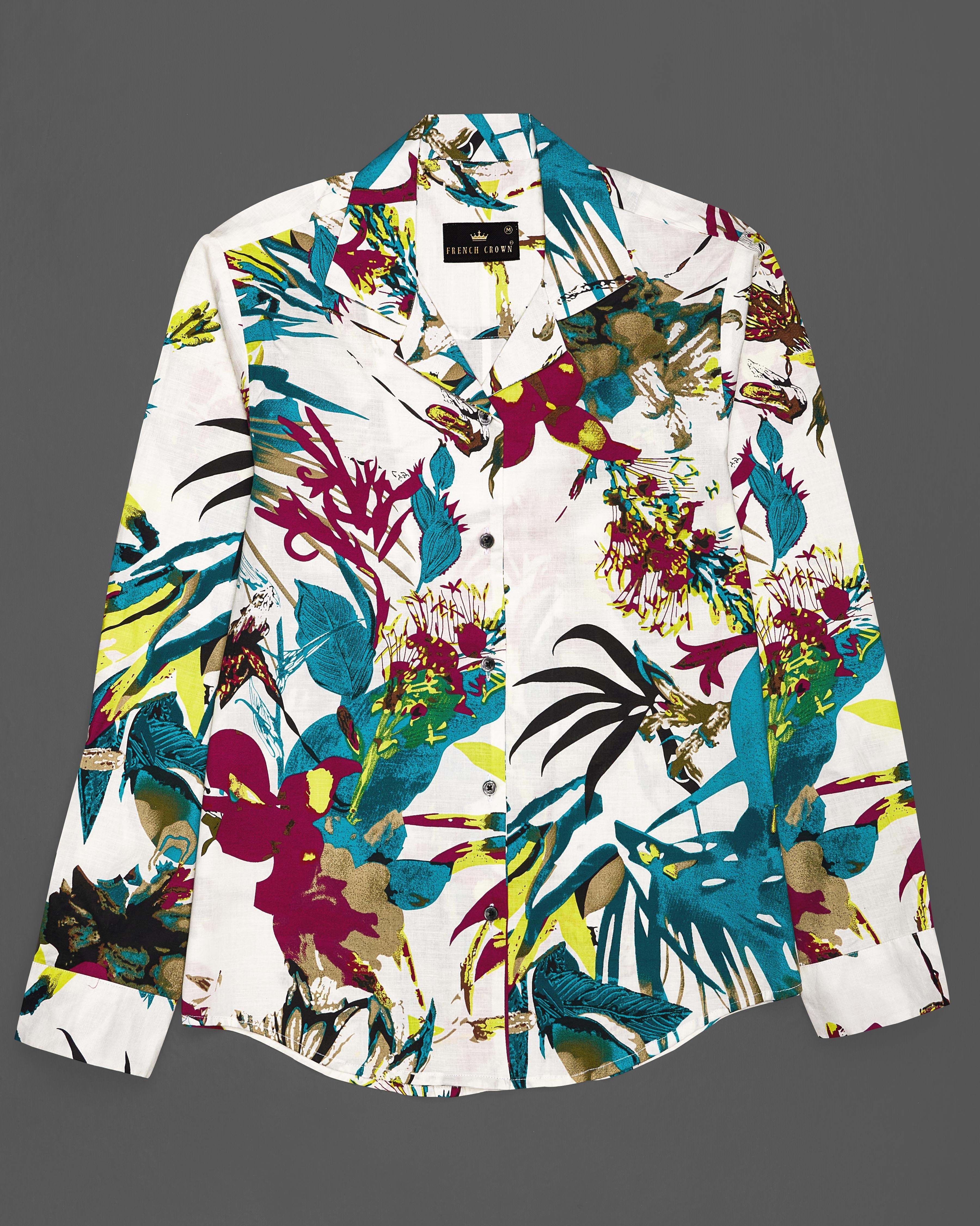 Off White Multicolour Printed Premium Cotton Shirt WS053-CC-BLK-32, WS053-CC-BLK-34, WS053-CC-BLK-36, WS053-CC-BLK-38, WS053-CC-BLK-40, WS053-CC-BLK-42