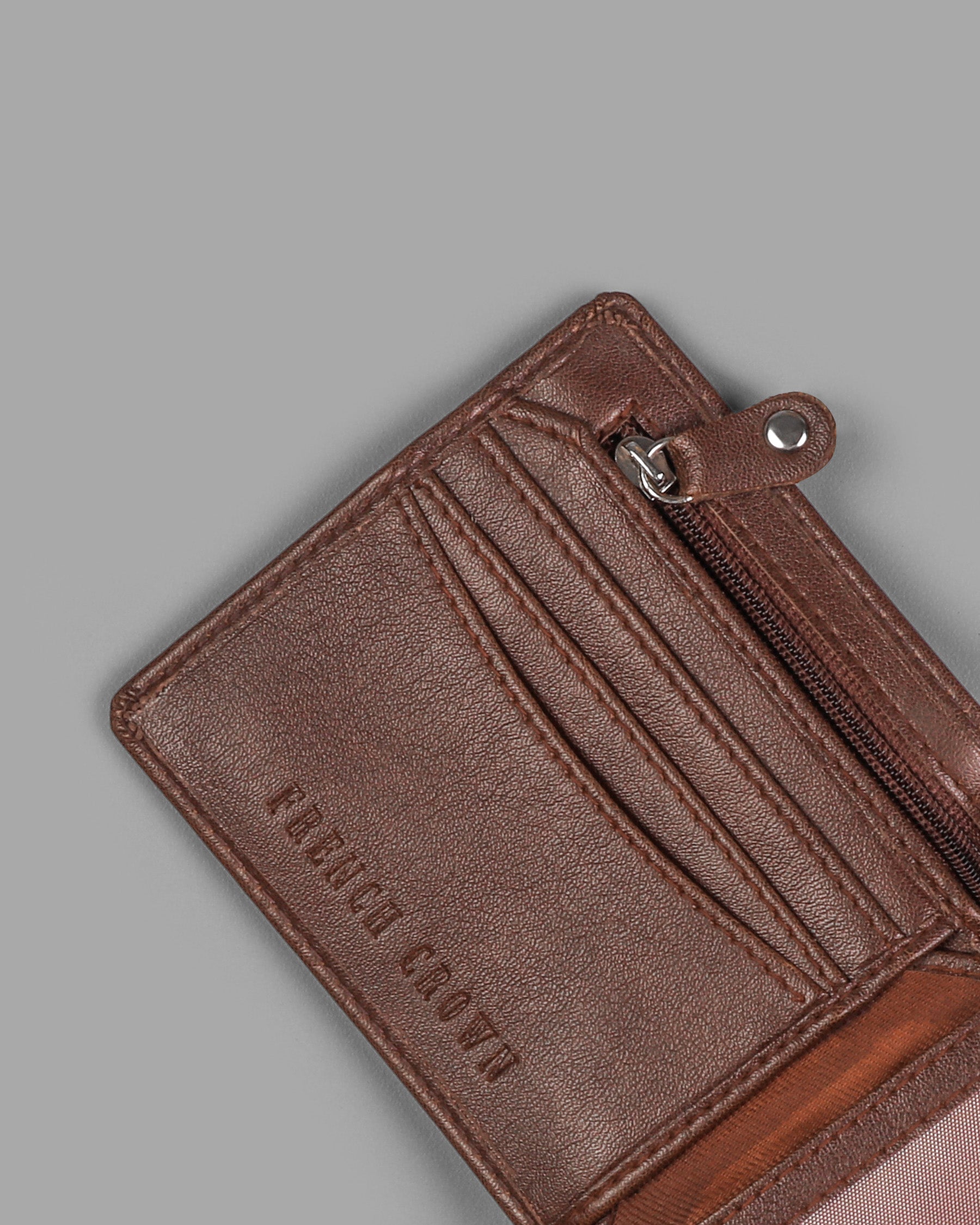 Tan Vegan Leather Push Button Handcrafted Wallet WT05