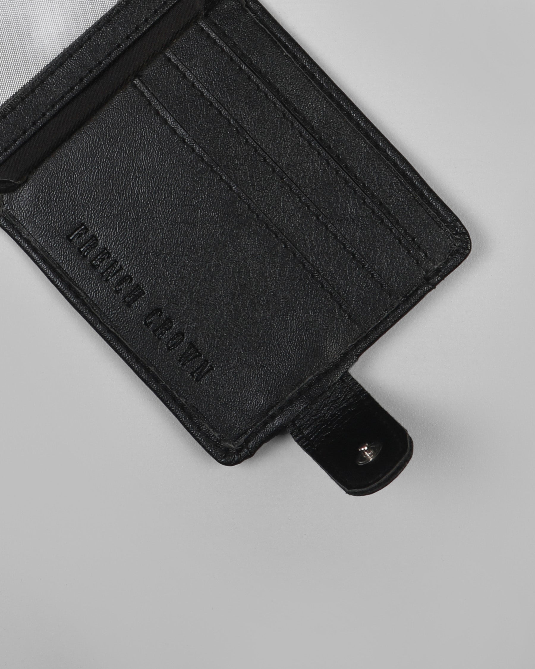 Jade Black Ultra Slim Vegan Leather Push Button Handcrafted Card Holder WT15
