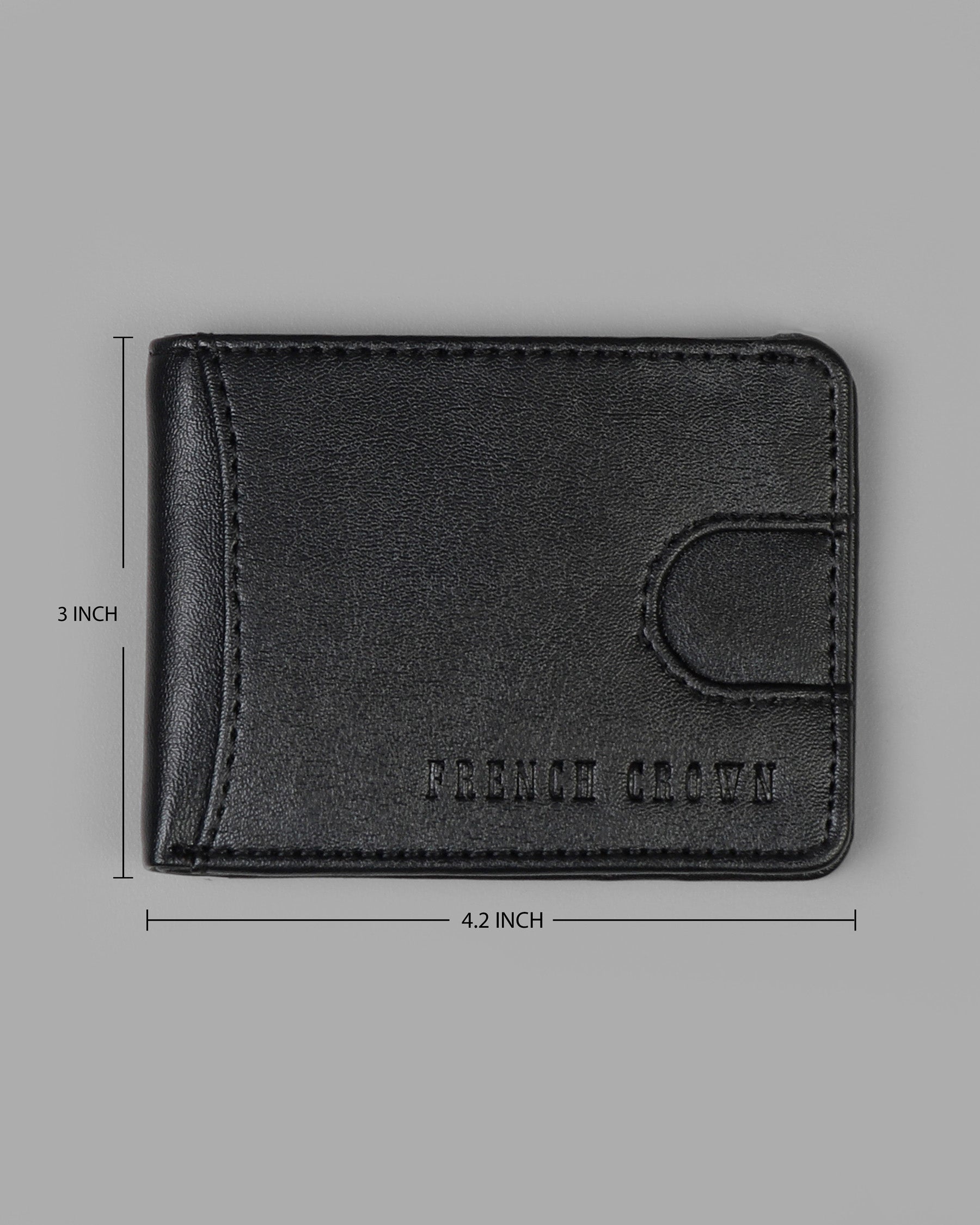 Black Ultra Slim Vegan Leather Handcrafted Small Wallet WT18