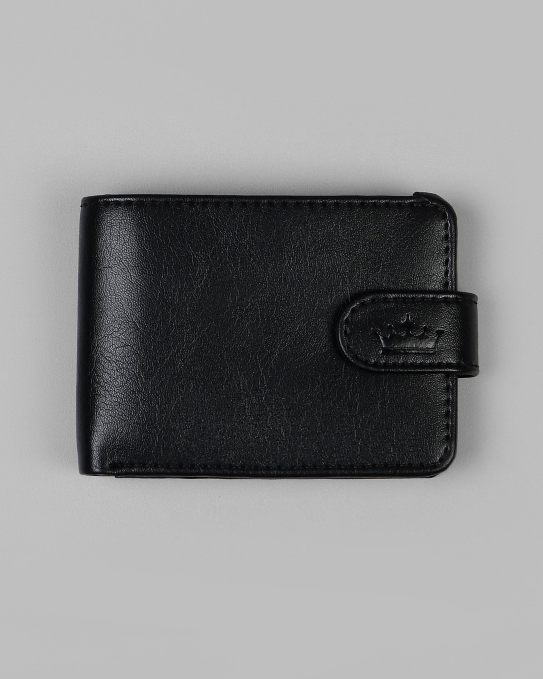 Black Push Button Vegan Leather Handcrafted Slim and Small Wallet WT19