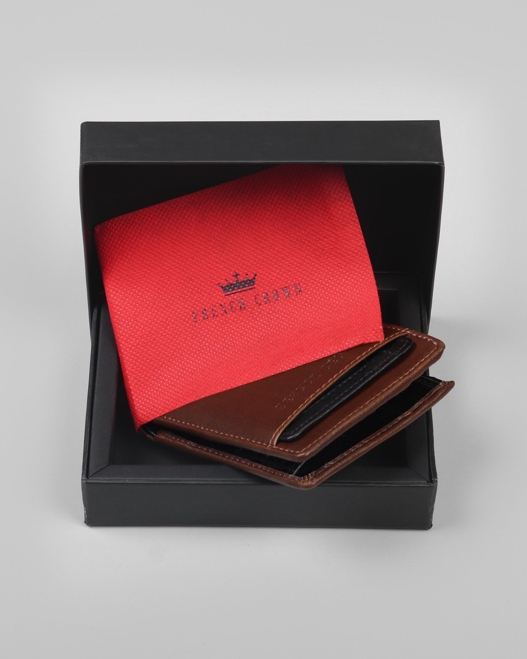 Tan with Black Vegan Leather Handcrafted Wallet and Card Holder Set WT25