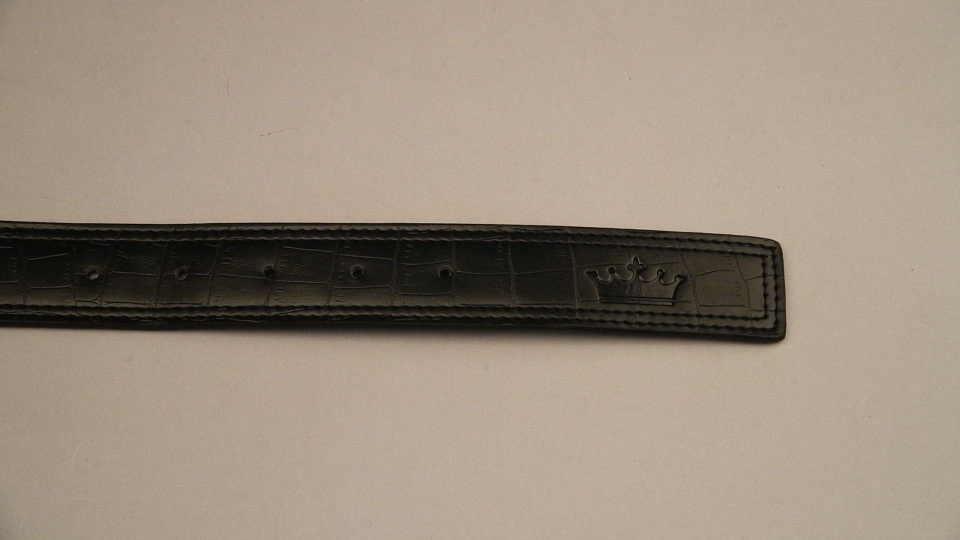 Jade Black Double Handmade Stitched Crocodile Skin Textured Vegan Leather Belt